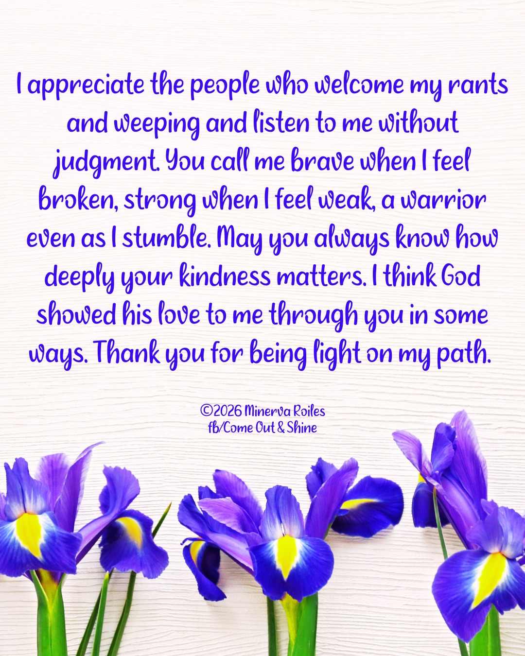 Come - I appreciate the people who welcome my rants and weeping and ...