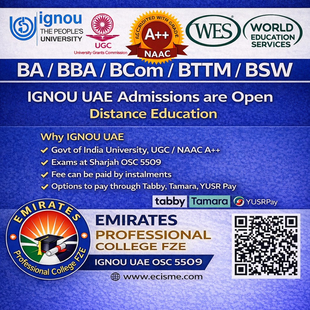 🎓 IGNOU UAE... - Emirates College of International Studies | Facebook