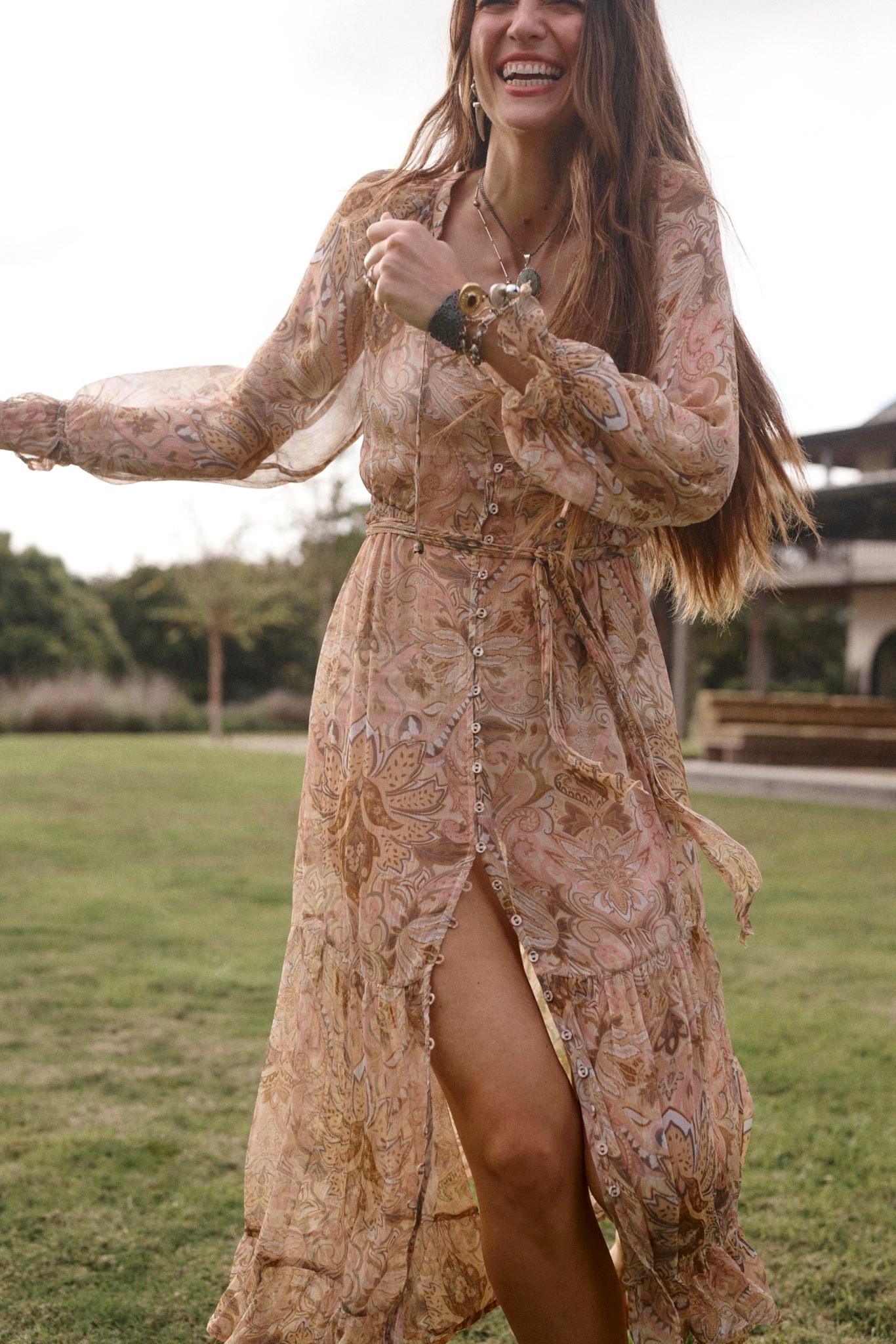 Spell Hendrix High-quality Tasseled Dress / SPELL Sky Main Sustainable 49% Organic