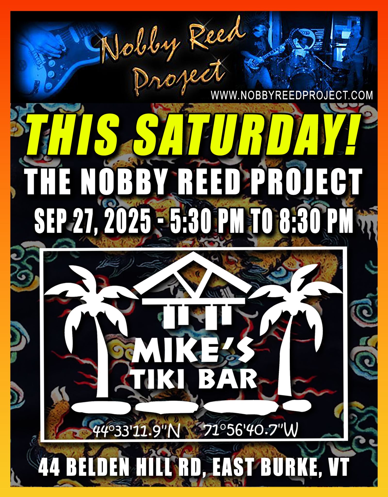 St. Albans Vermont | TOMORROW!!! NOBBYREED PROJECT AT MIKE'S TIKI BAR ...