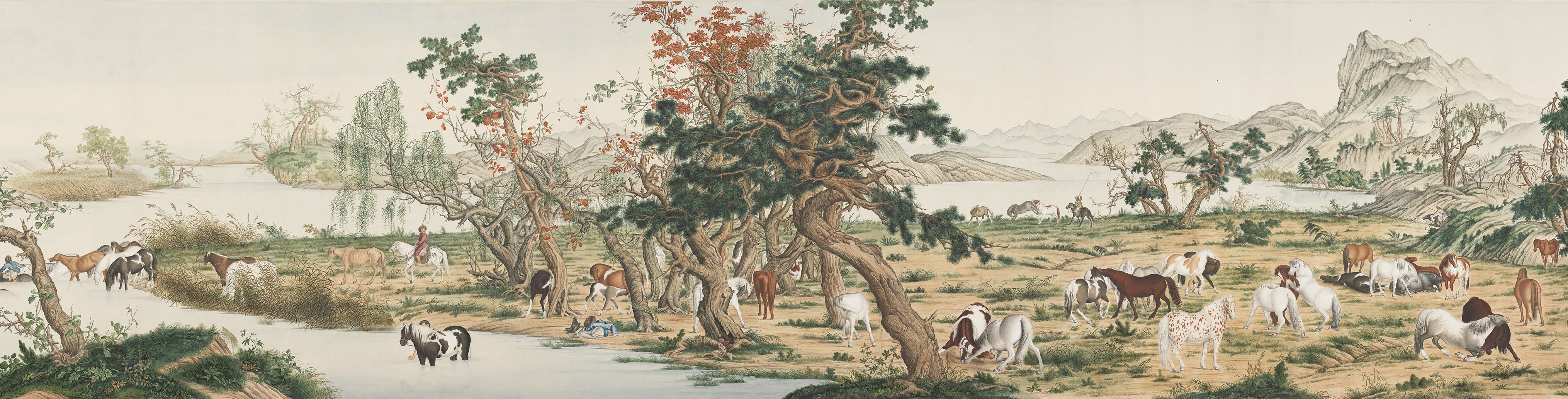 藝術家雜誌社- 圖說： 馬晉百駿圖（局部） 1923 水墨設色紙本98.2