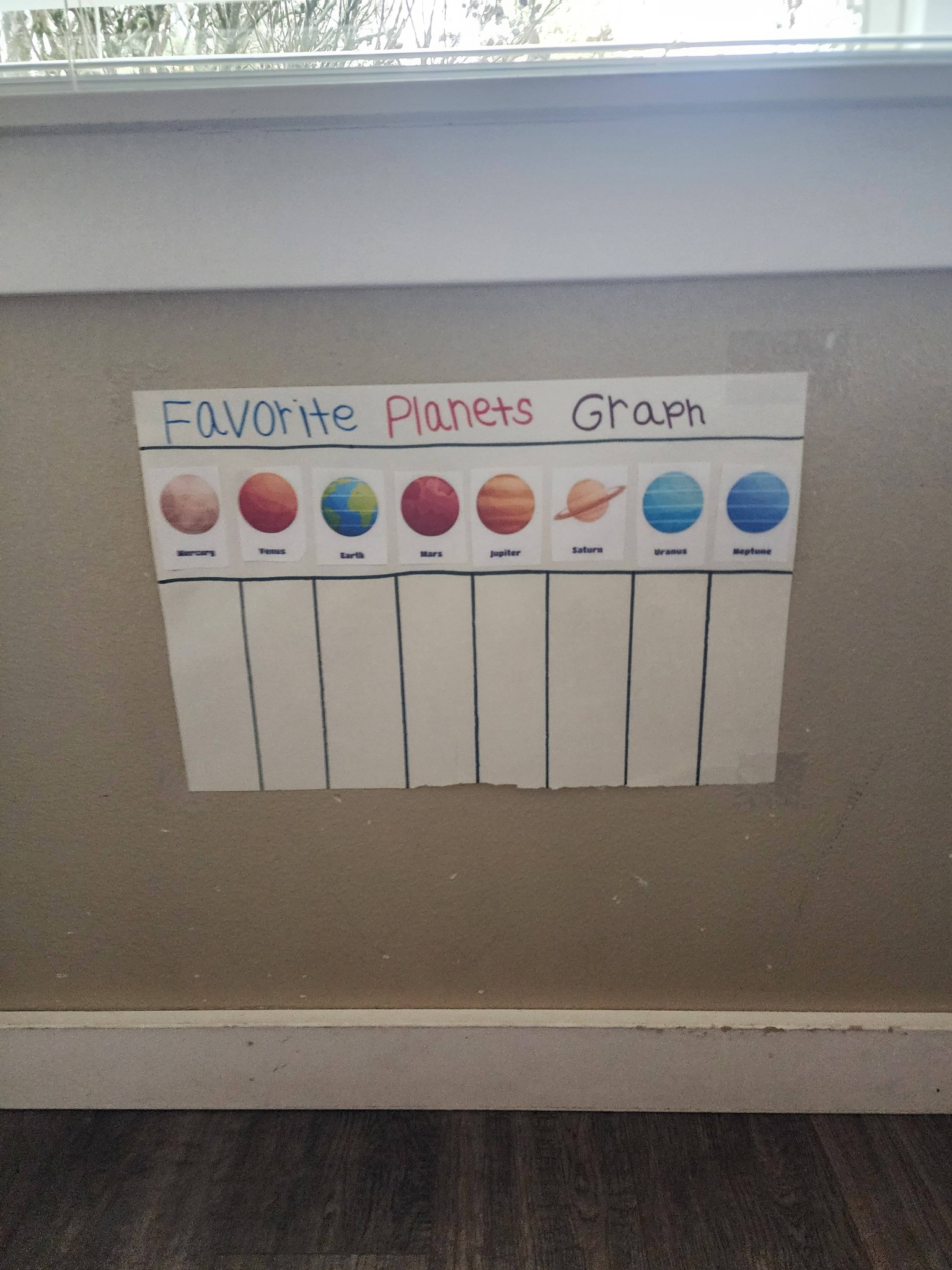 We did a graph for the kids favorite planet..Then they colored