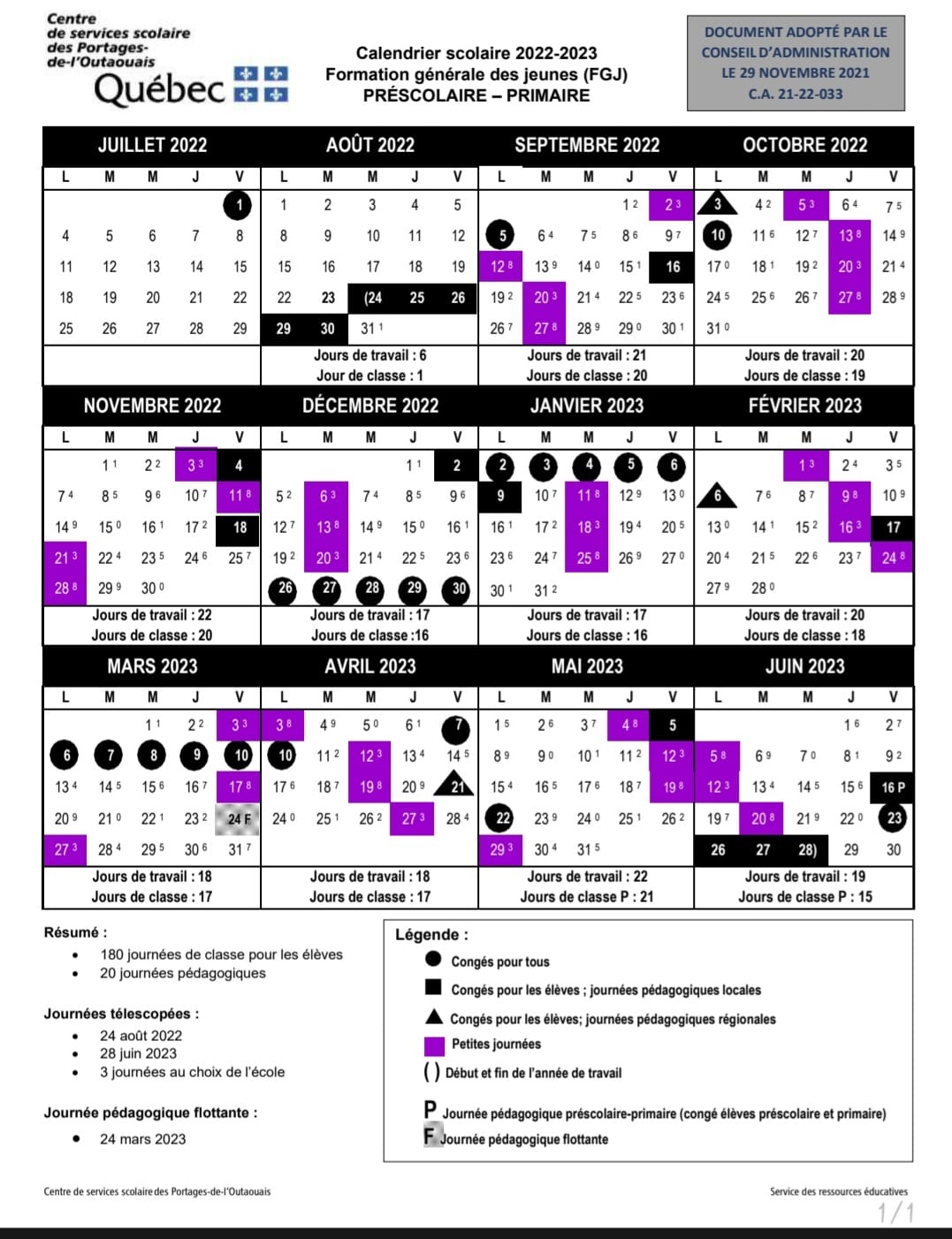 Commission Scolaire Des Portages De L Outaouais Calendrier