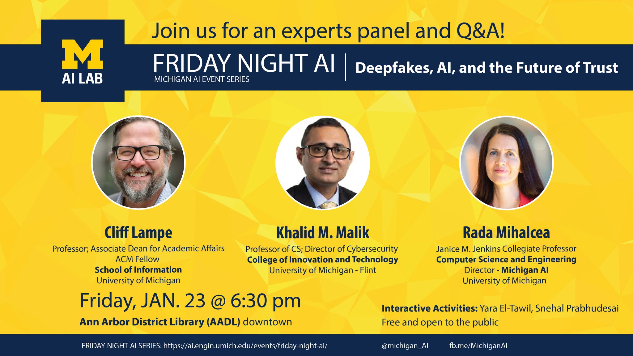 Michigan - Mark your calendar for our next Friday Night AI, a Q&A panel ...