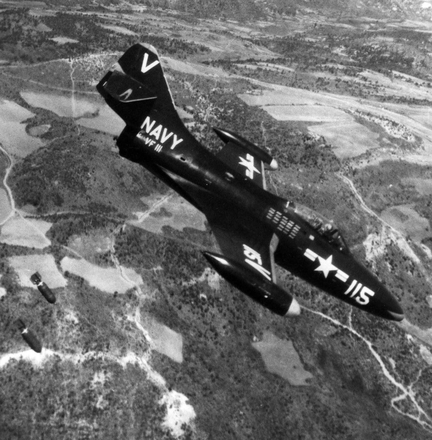 An F9F-2 Panther of the VF-111 Sundowners flown by Lieutenant