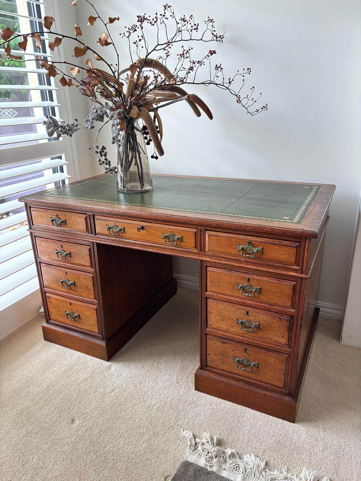 Make an offer: solid walnut leather-topped desk - Desks - Perth ...