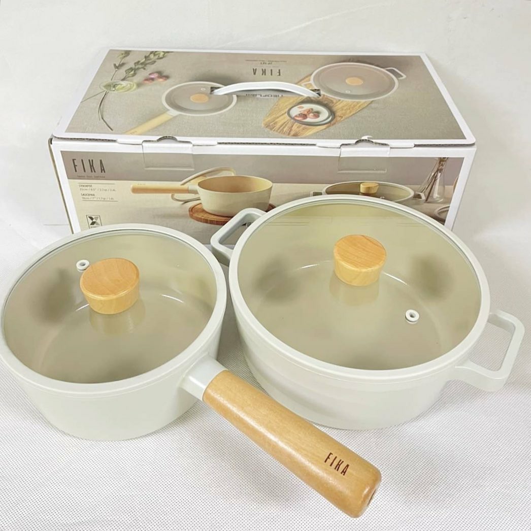📌 พร้อมส่ง #FIKA set เซ็ตกล่อง 2 ชิ้น : หม้อด้ามยาว 18cm + หม้อเตี้ย ...