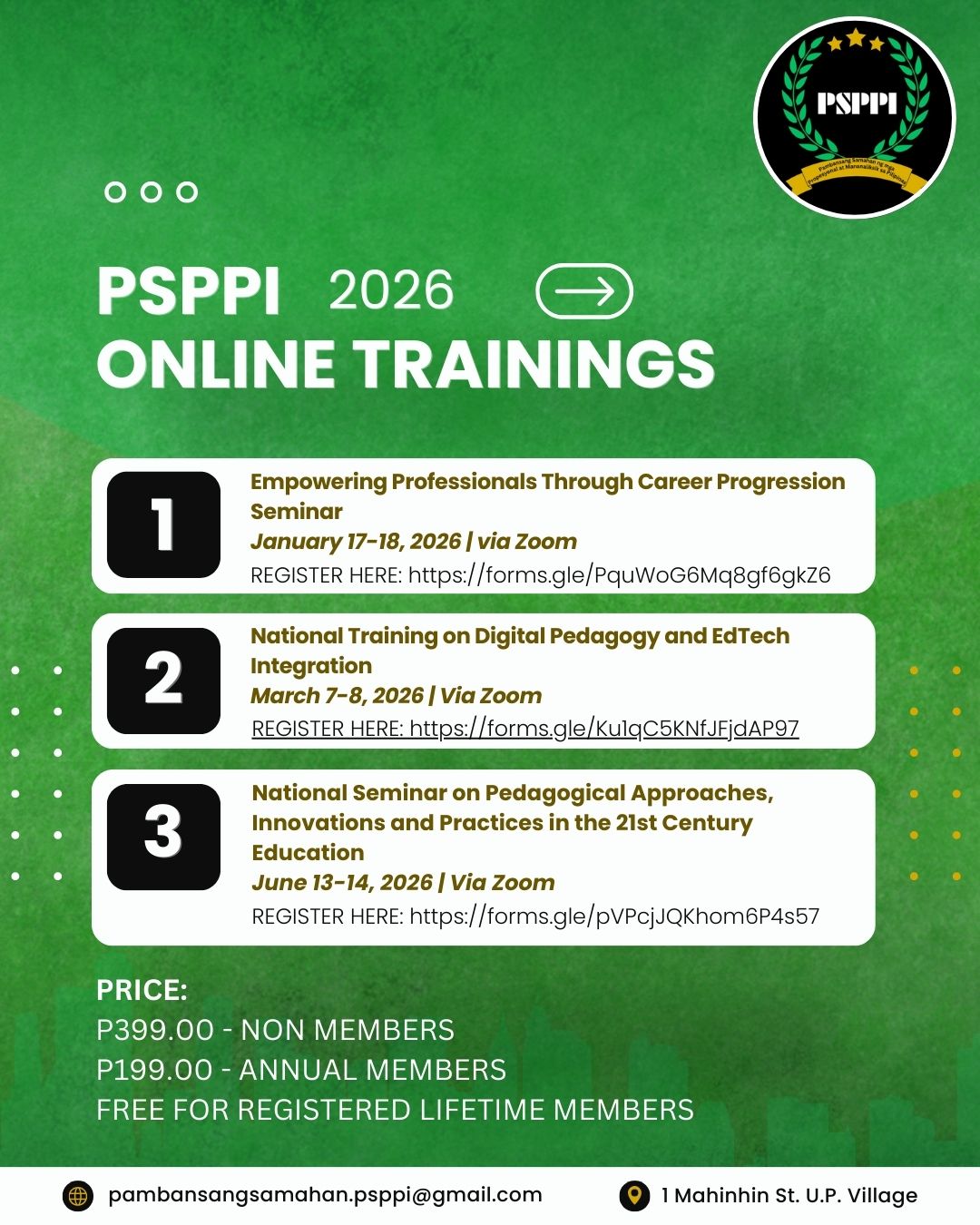 📢 𝐏𝐒𝐏𝐏𝐈 2026 𝐎𝐍𝐋𝐈𝐍𝐄 𝐓𝐑𝐀𝐈𝐍𝐈𝐍𝐆𝐒 📢 PSPPI invites our dear teachers, school ...