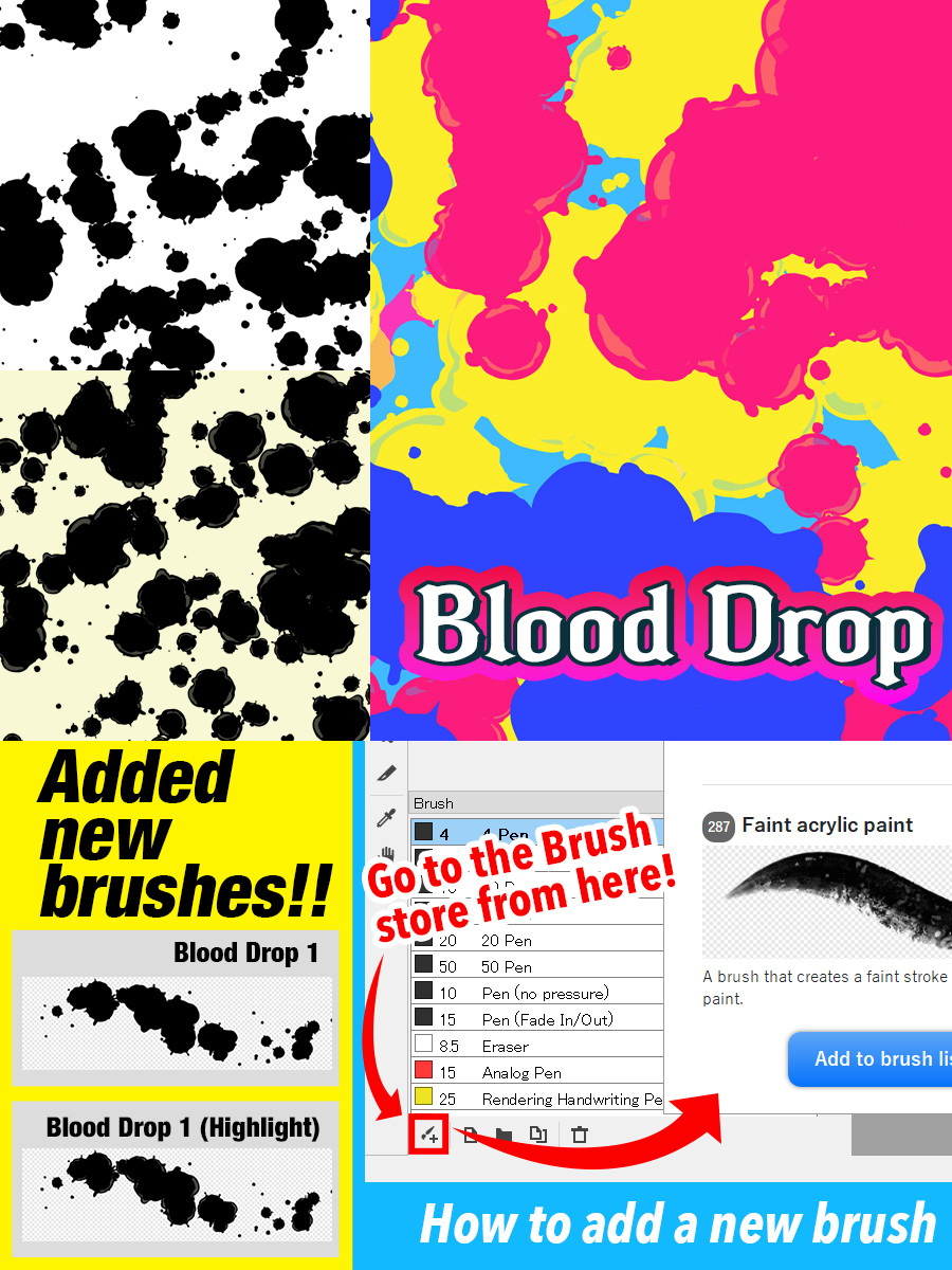FireAlpaca - 🔥🦙Added new brushes🦙🔥 2types of 'Blood Drop' brushes have ...