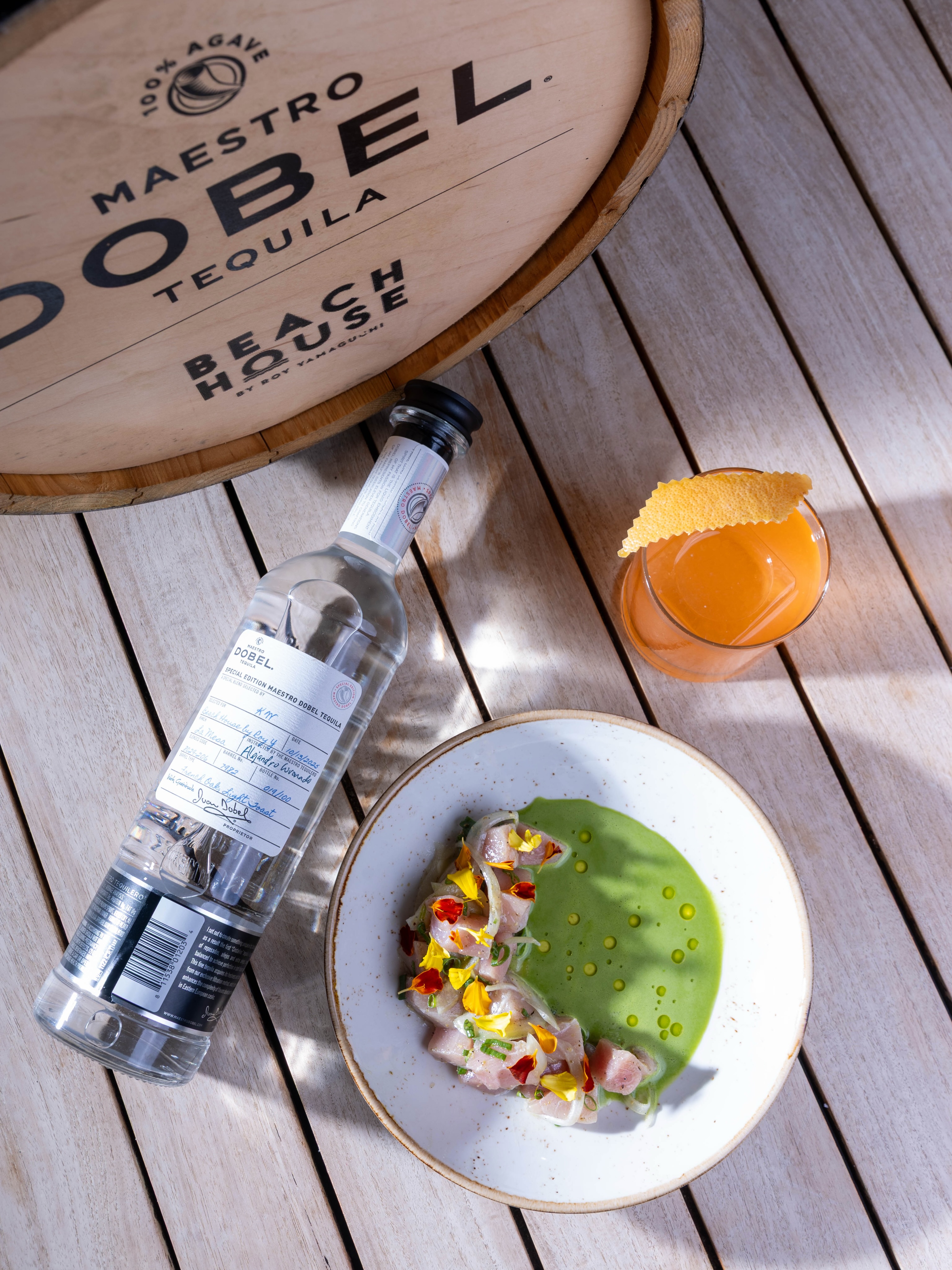 Beach House exclusive tequila and smoked hamachi poke pairing