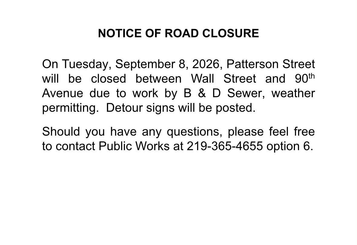 Town - Patterson Street will be closed between Wall Street and