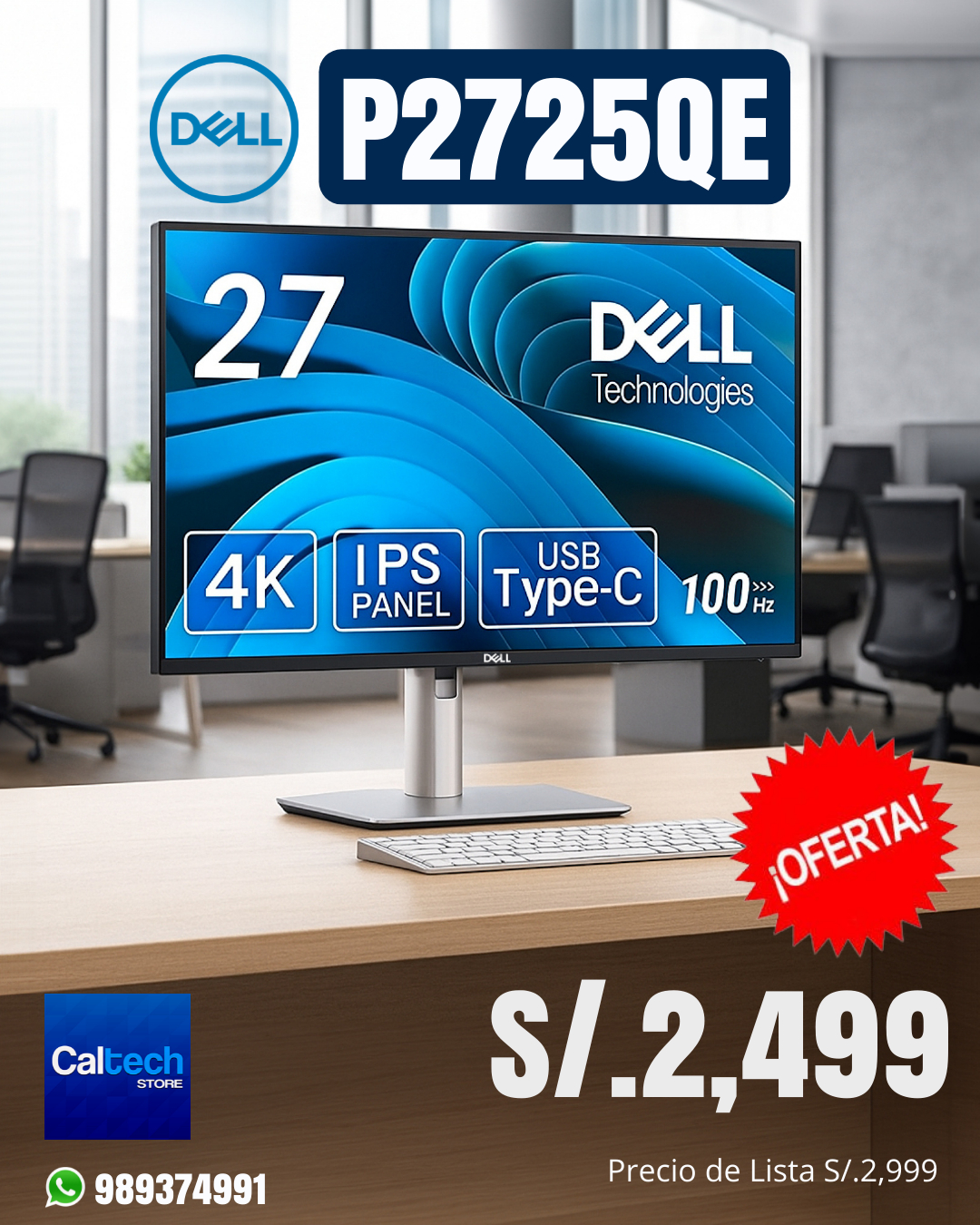Caltech - El monitor Dell P2725QE 4K UHD con concentrador USB-C de 27 ...