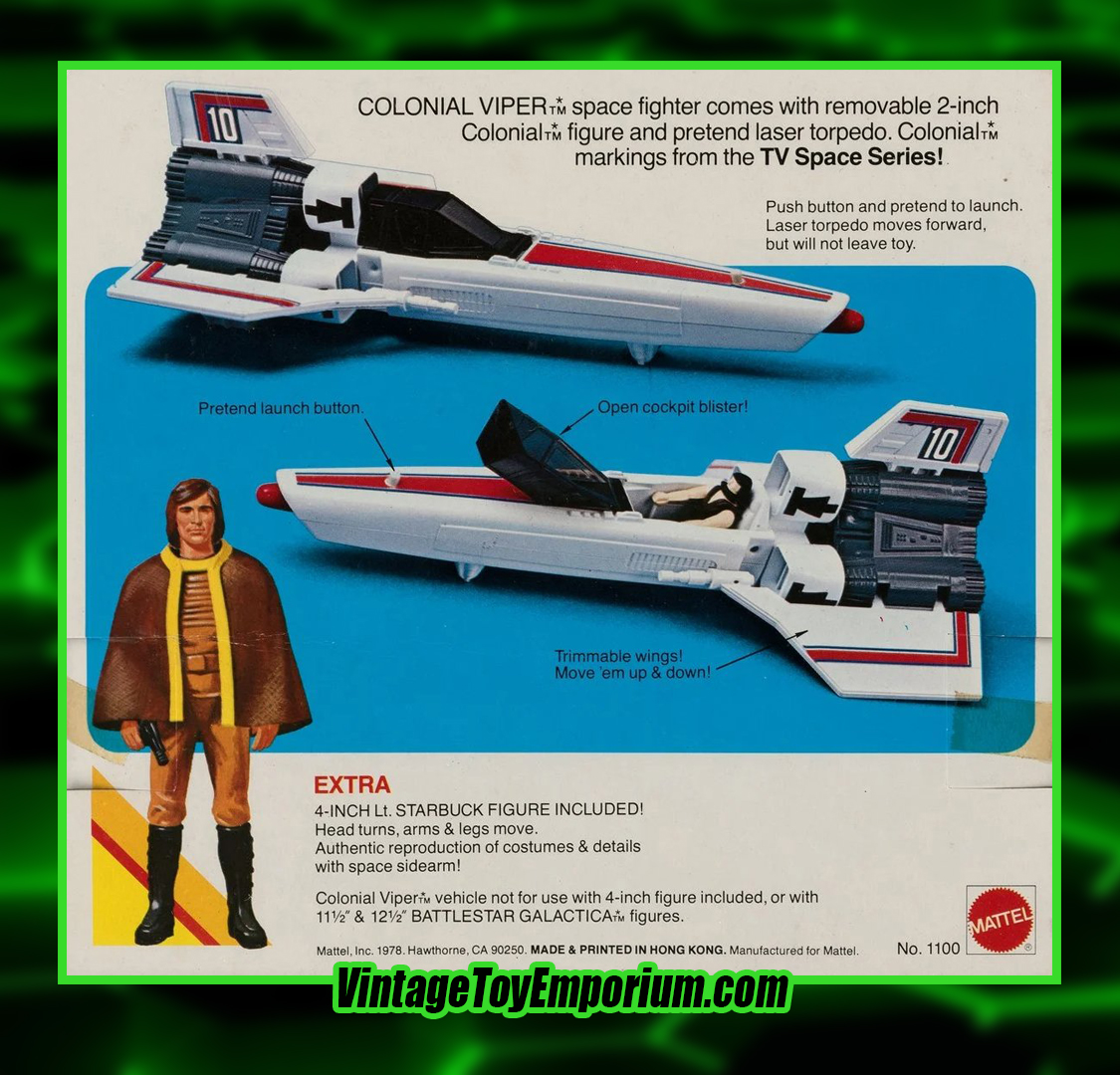 1978-1979 Battlestar Galactica Viper Box Art (Back) - Mattel