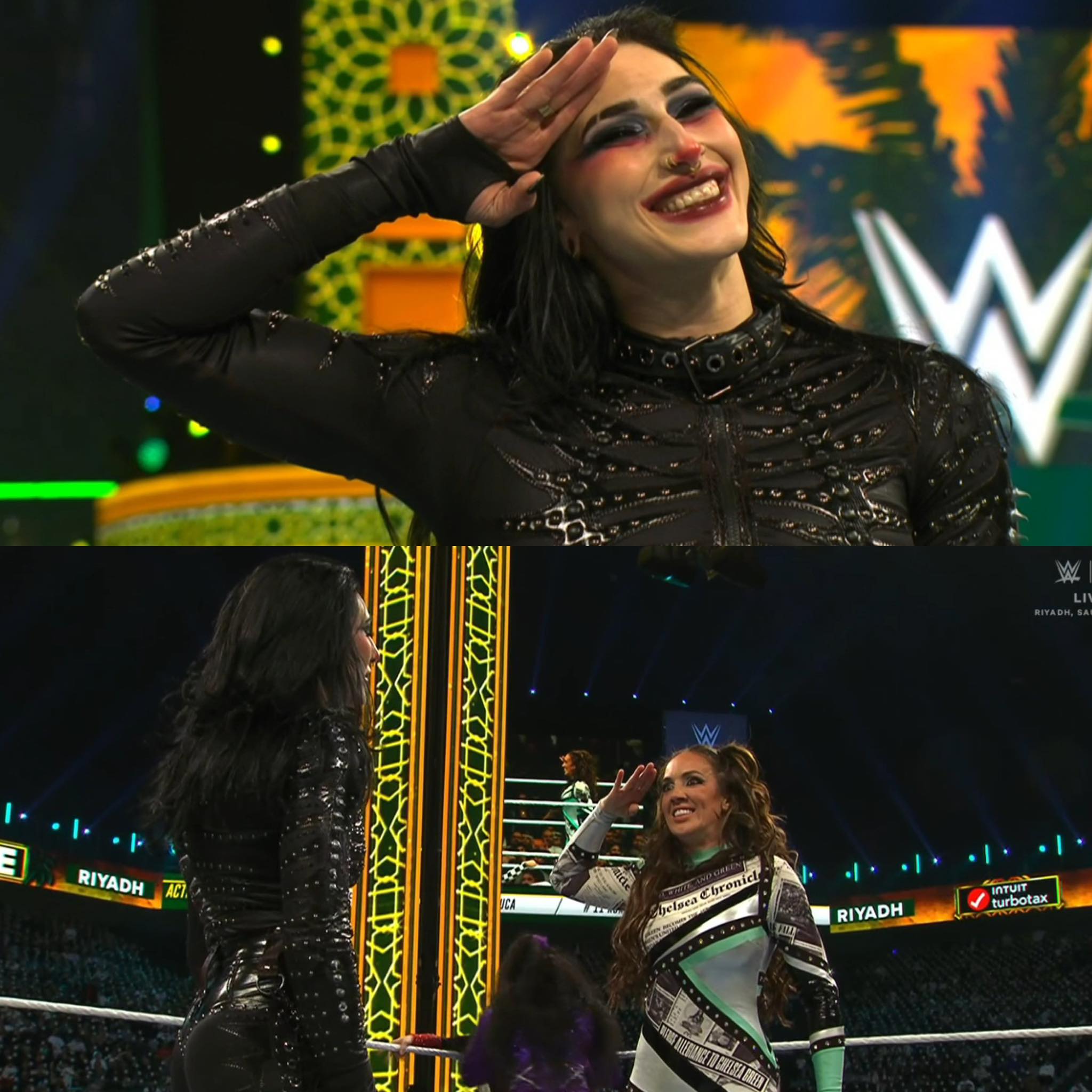 New Scott - Rhea Ripley salutes Chelsea Green during the... | Facebook