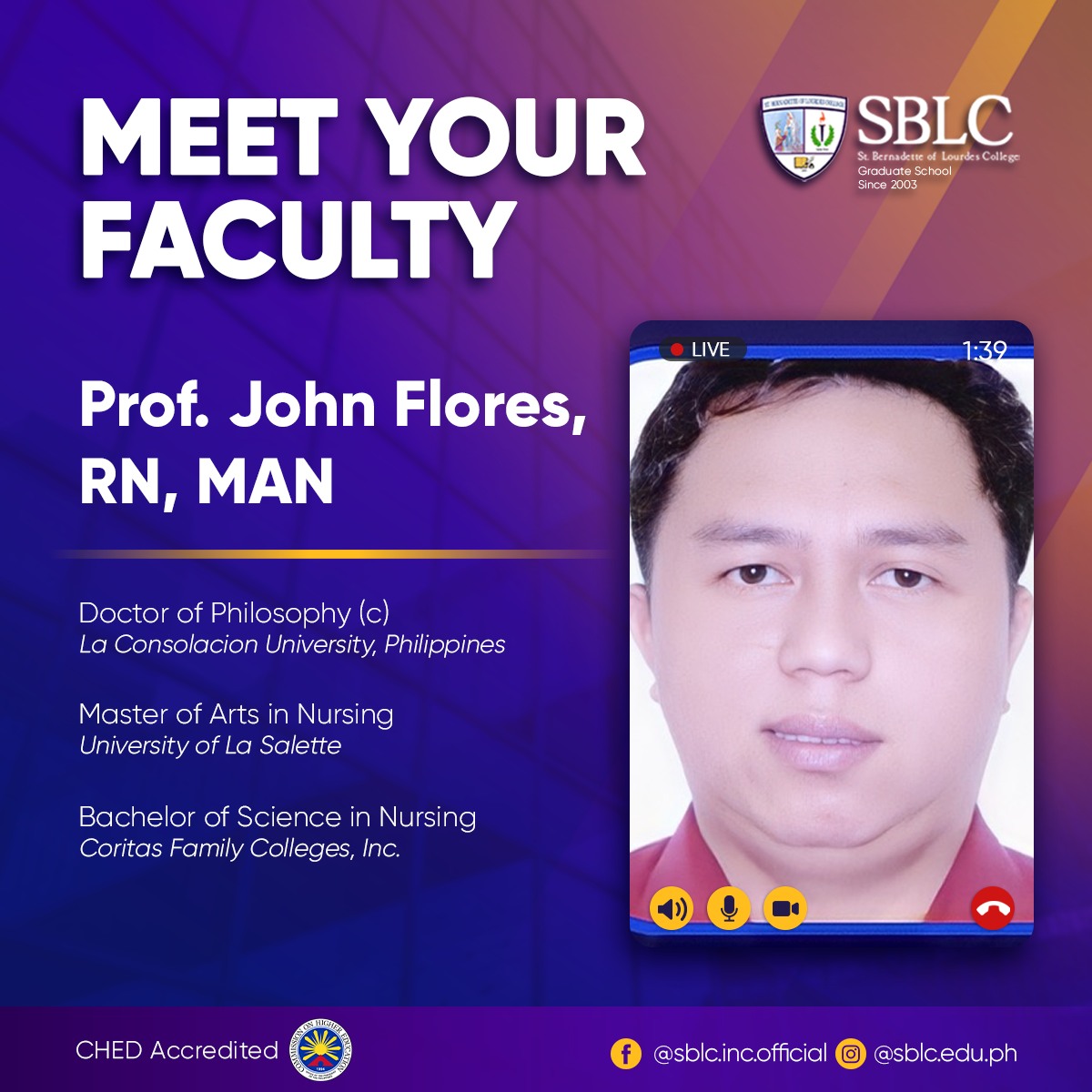 SBLC - MEET YOUR FACULTY in SBLC Graduate School... | Facebook