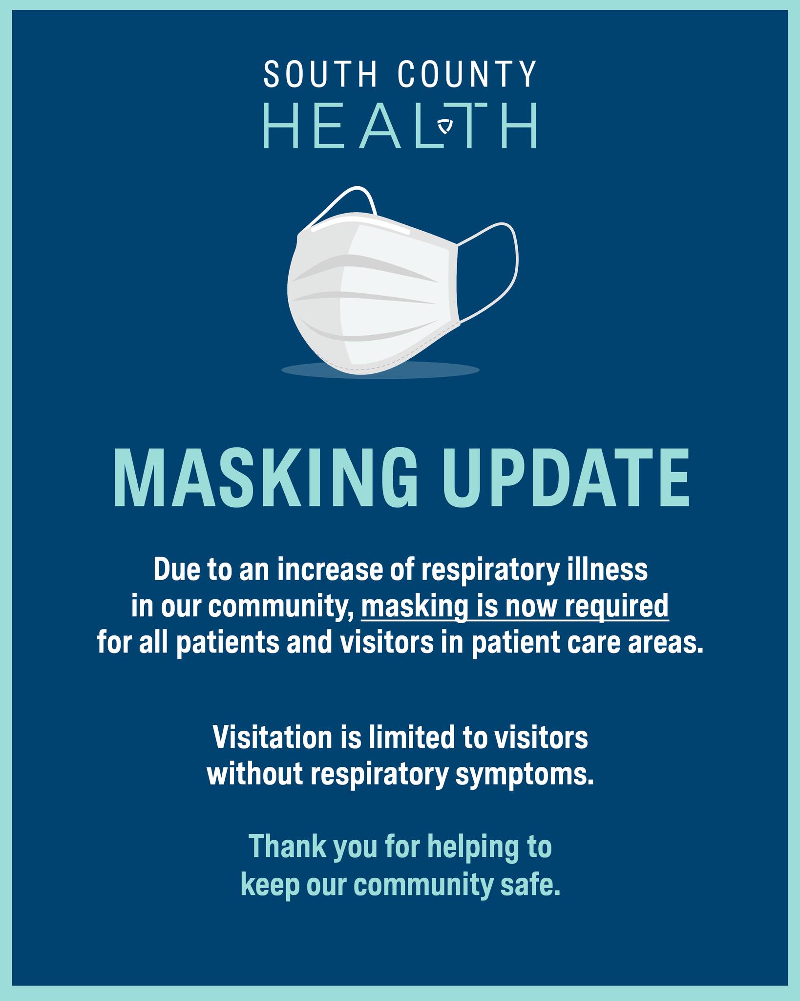 Update: Mask Requirements for All... - South County Health | Facebook