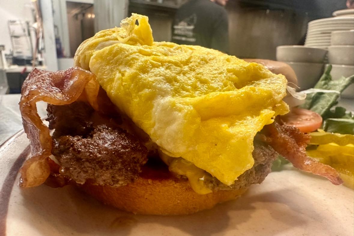 Ruby's - 🔥 Meet the Harley Burger! 🔥 This beast is stacked high with ...