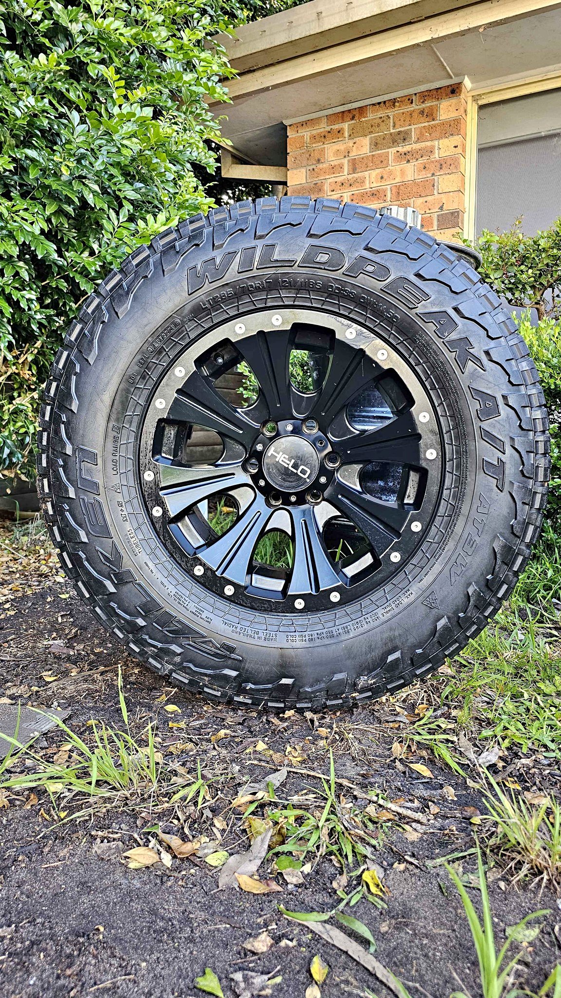 HELO 17 inch satin rims with 33s (offset neg 12). Falken Wild peaks 285 ...
