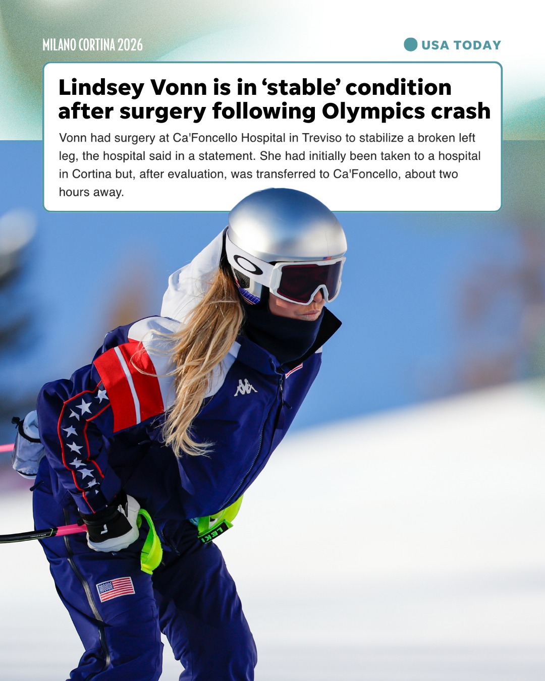 USA TODAY - Lindsay Vonn is in "stable" condition... | Facebook