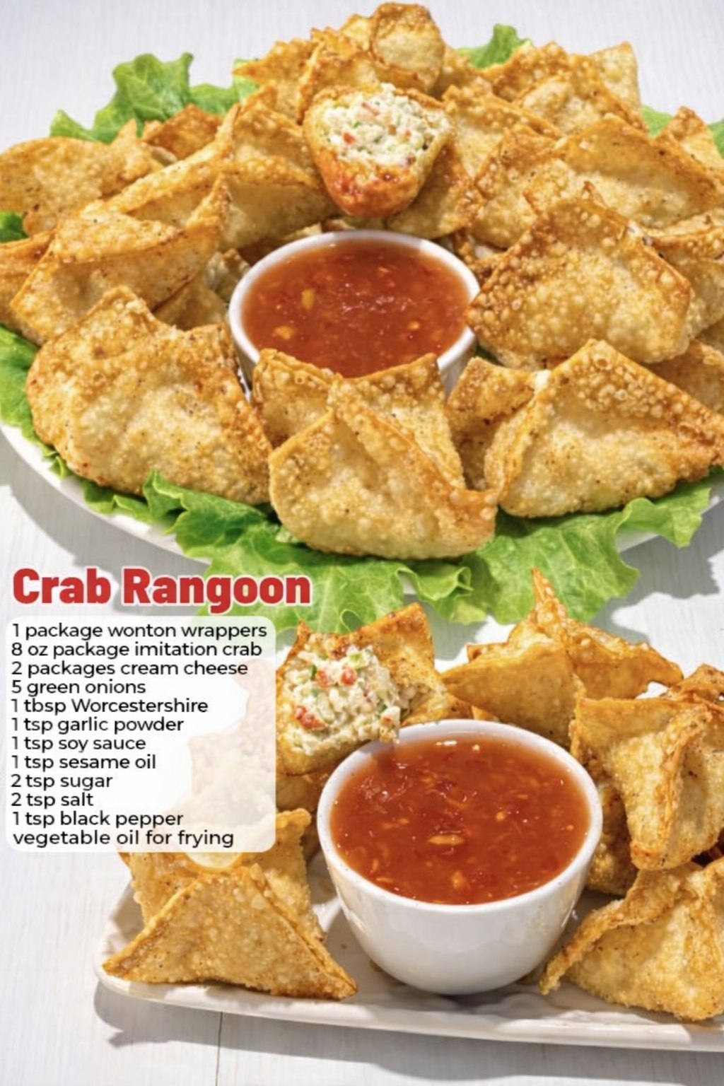 Recipes - CRAB RANGOON 🦀 Crispy on the outside, creamy on the inside ...