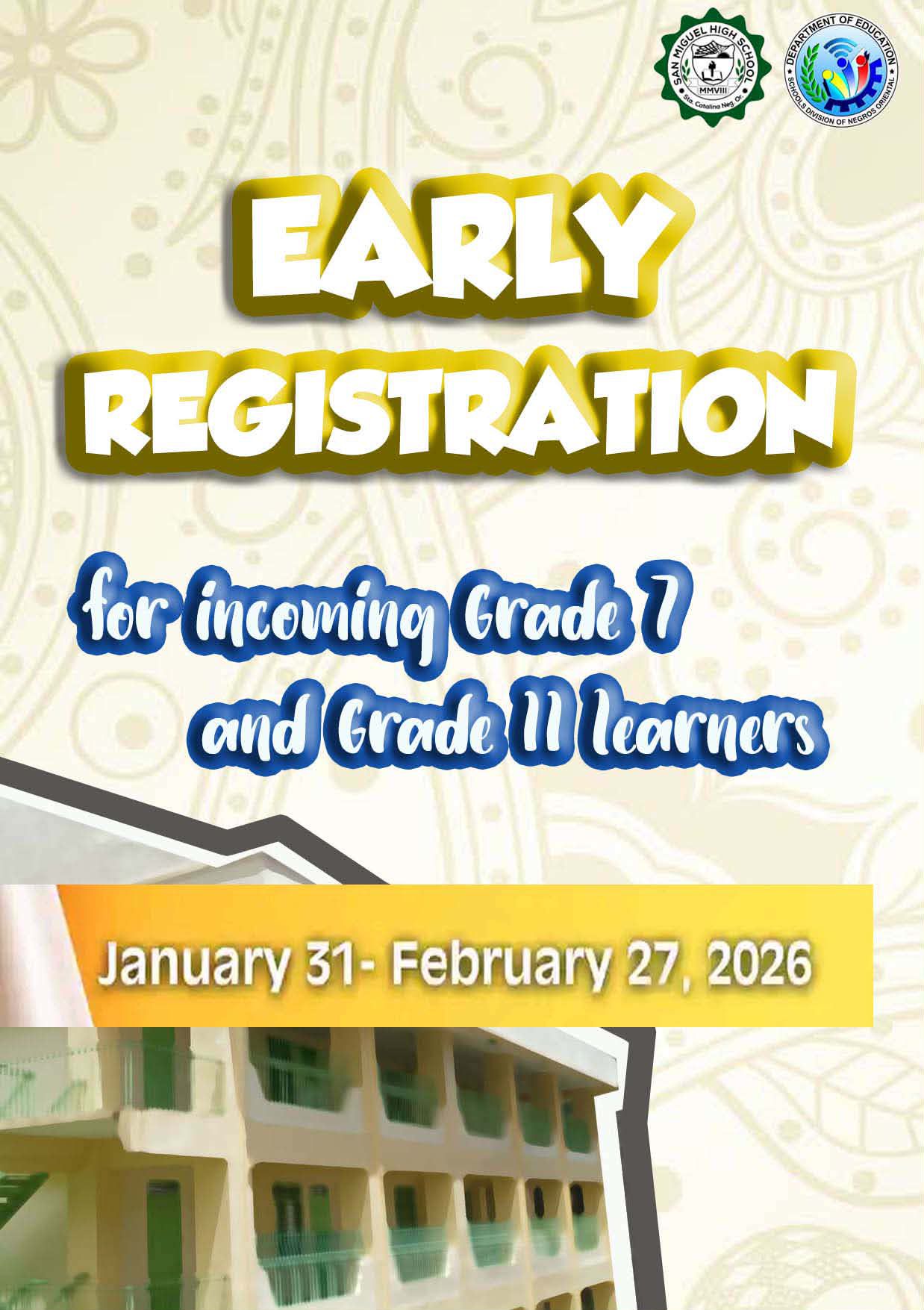 San - 📢 EARLY REGISTRATION ANNOUNCEMENT 📢 Early Enrolment for High ...