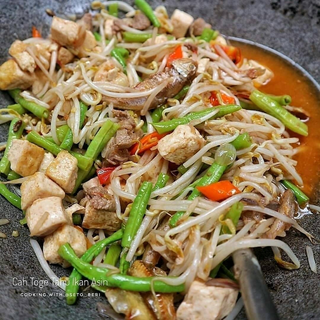 Resep - CAH TOGE TAHU IKAN ASIN . Bahan : Toge panjang Kacang panjang ...