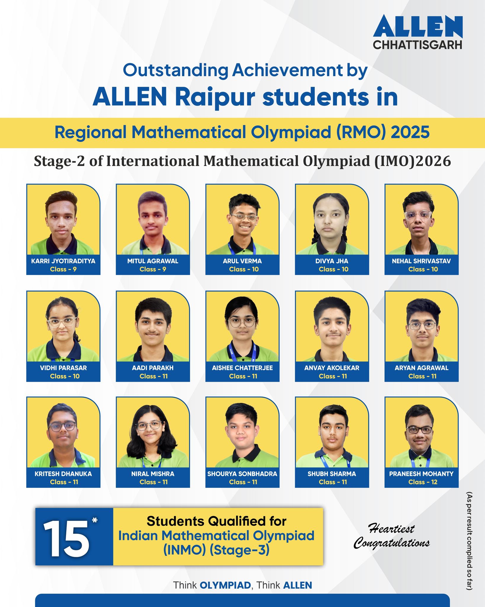 ALLEN - 🏅 Proud Moment for ALLEN Raipur! 🏅 Outstanding performance by ...