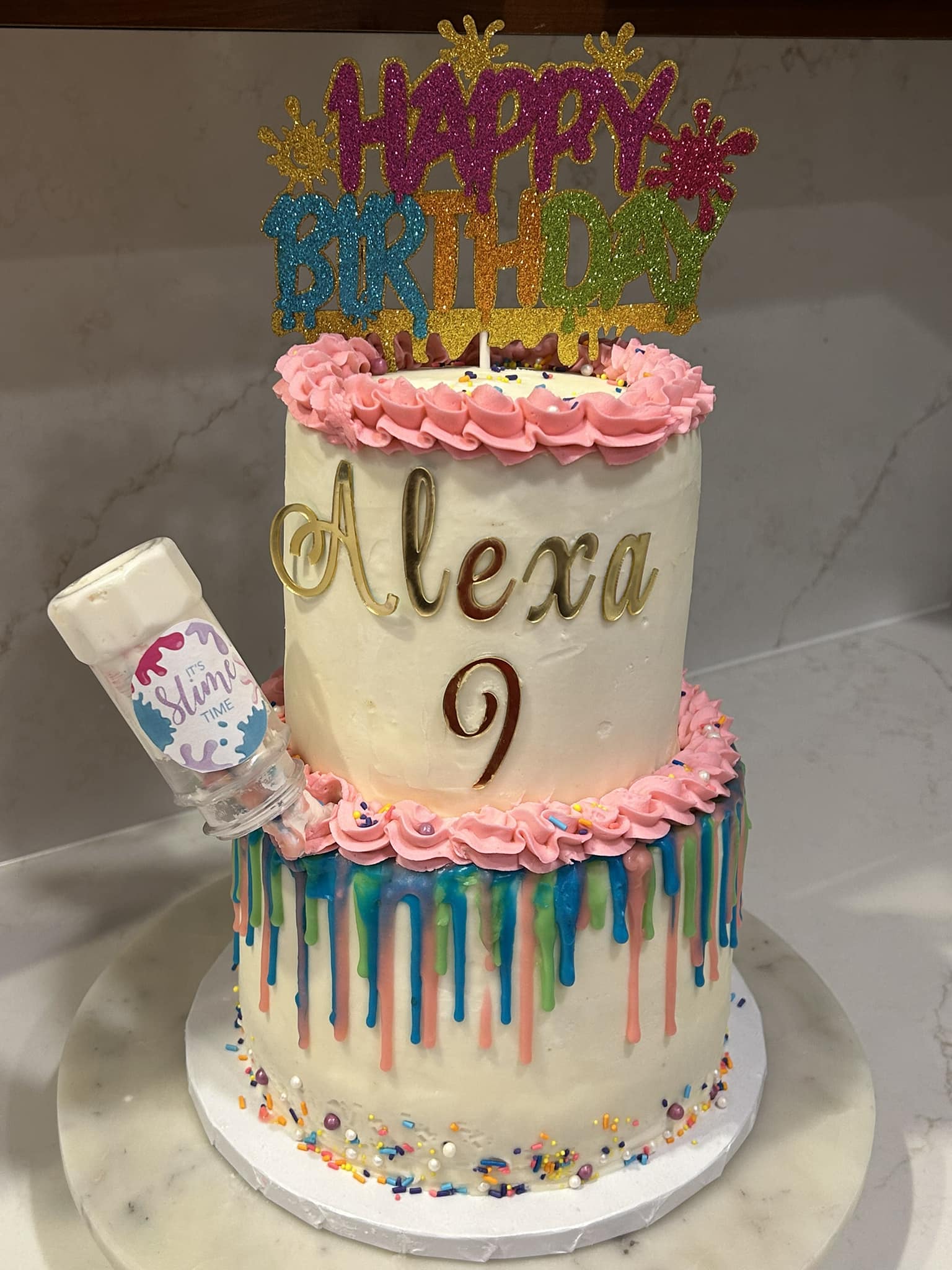 4th Birthday Slime Cake Topper - Art Palette Painting Theme Party Decor