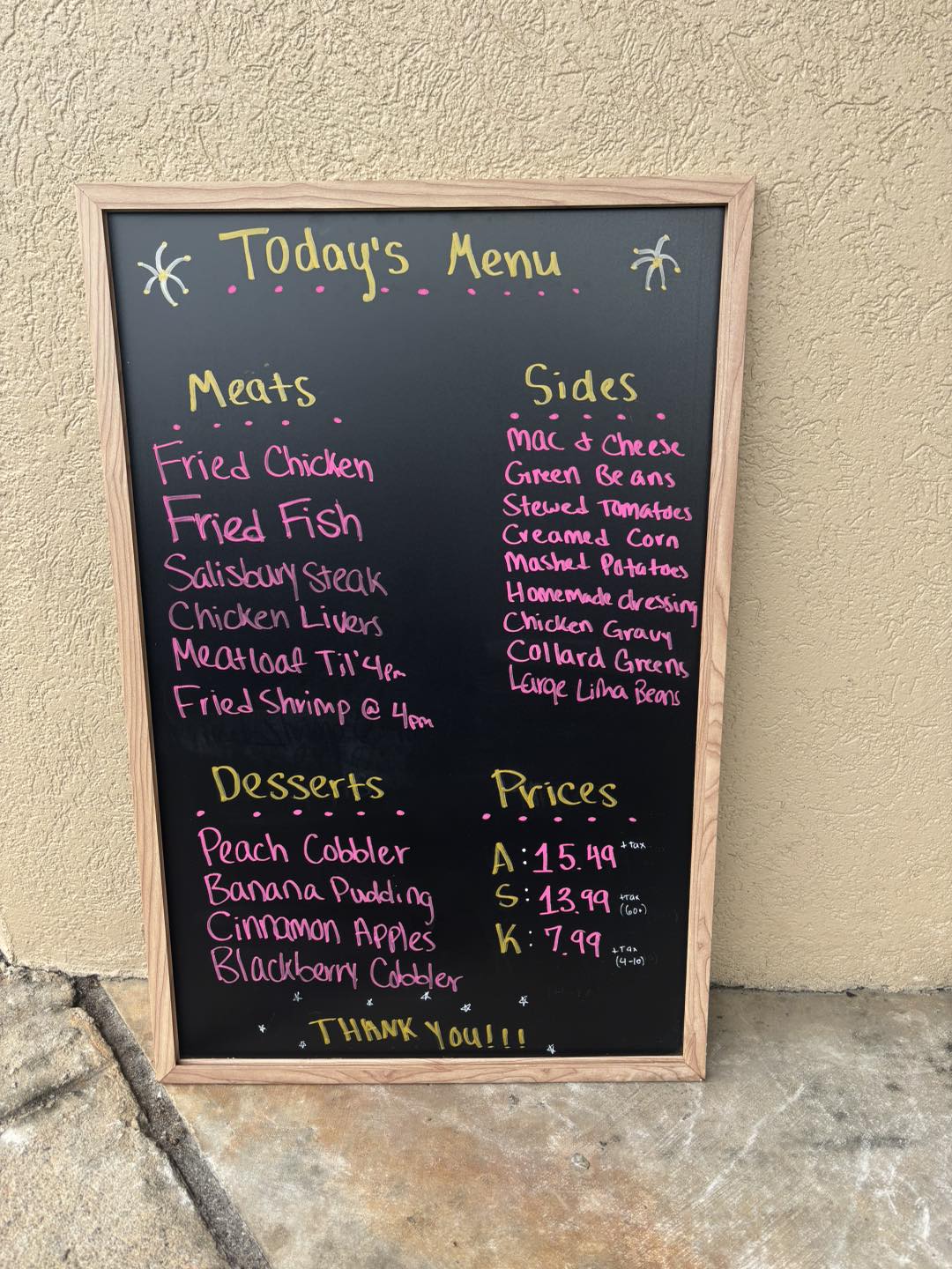 Tim's - Friday’s Menu at Tim’s Chicken Shack and Country Buffet! Dine ...
