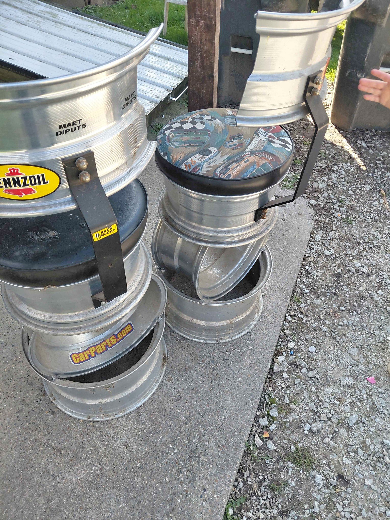 Pair Custom Car Rim Bar Stools - Watering Equipment - Milan, Indiana ...