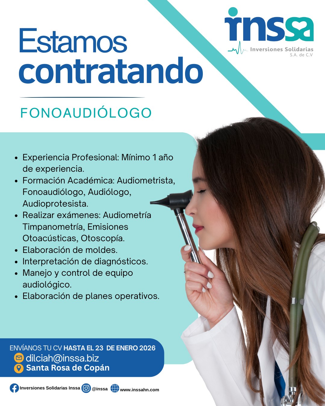Inversiones - 📢 INSSA está contratando Fonoaudiólogo/a 📍 Santa Rosa de ...