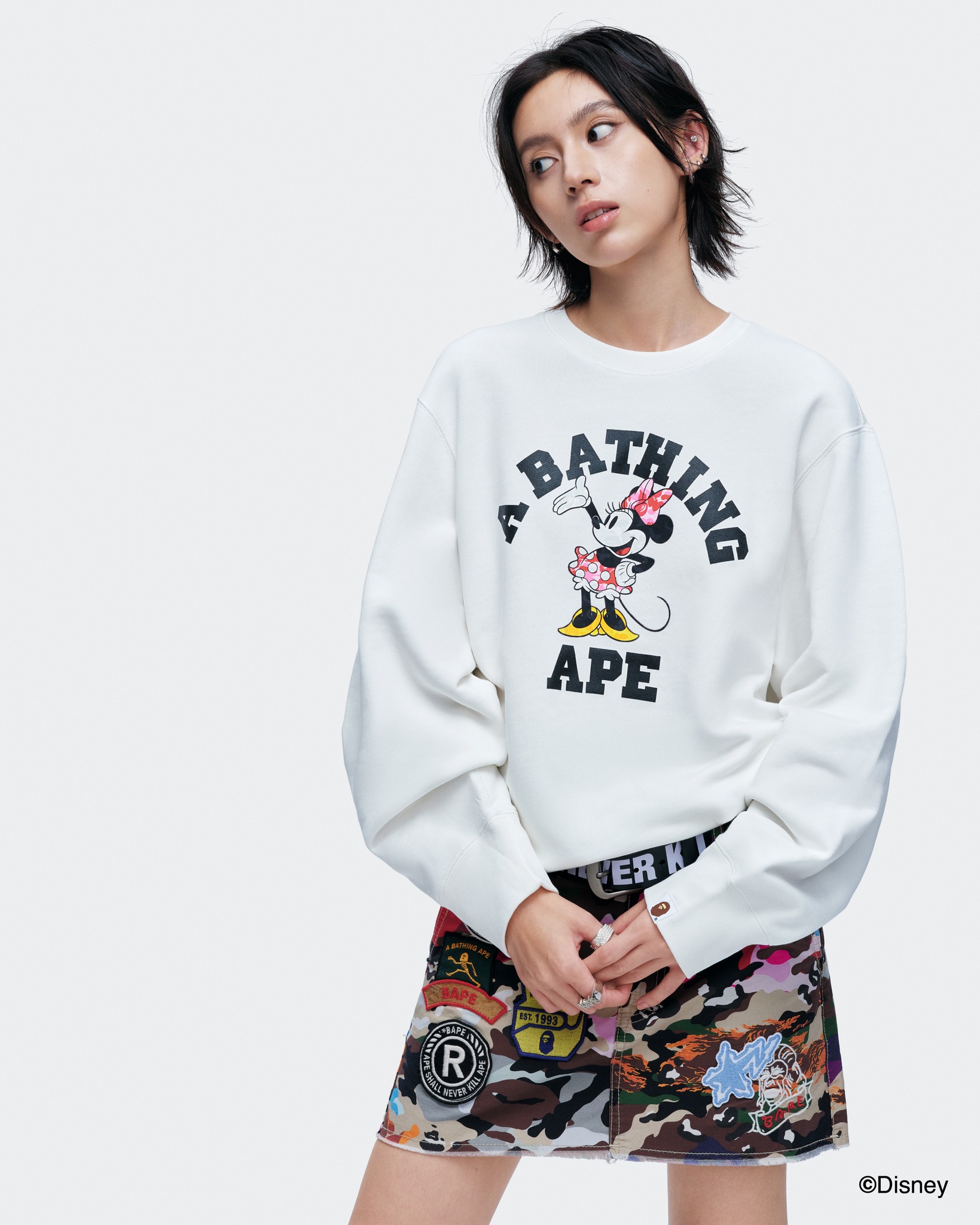 トップス A BATHING APE x Disney Women Mouse White ?media_id=1473649798121919