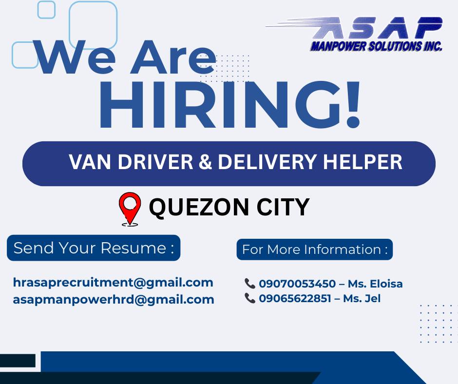 WE ARE HIRING VAN DRIVER &... - ASAP Manpower Solutions Inc | Facebook
