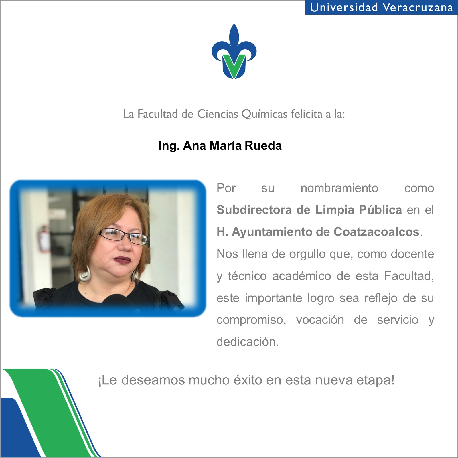 Facultad - 🎉 La Facultad de Ciencias Químicas felicita a la Ing. Ana ...