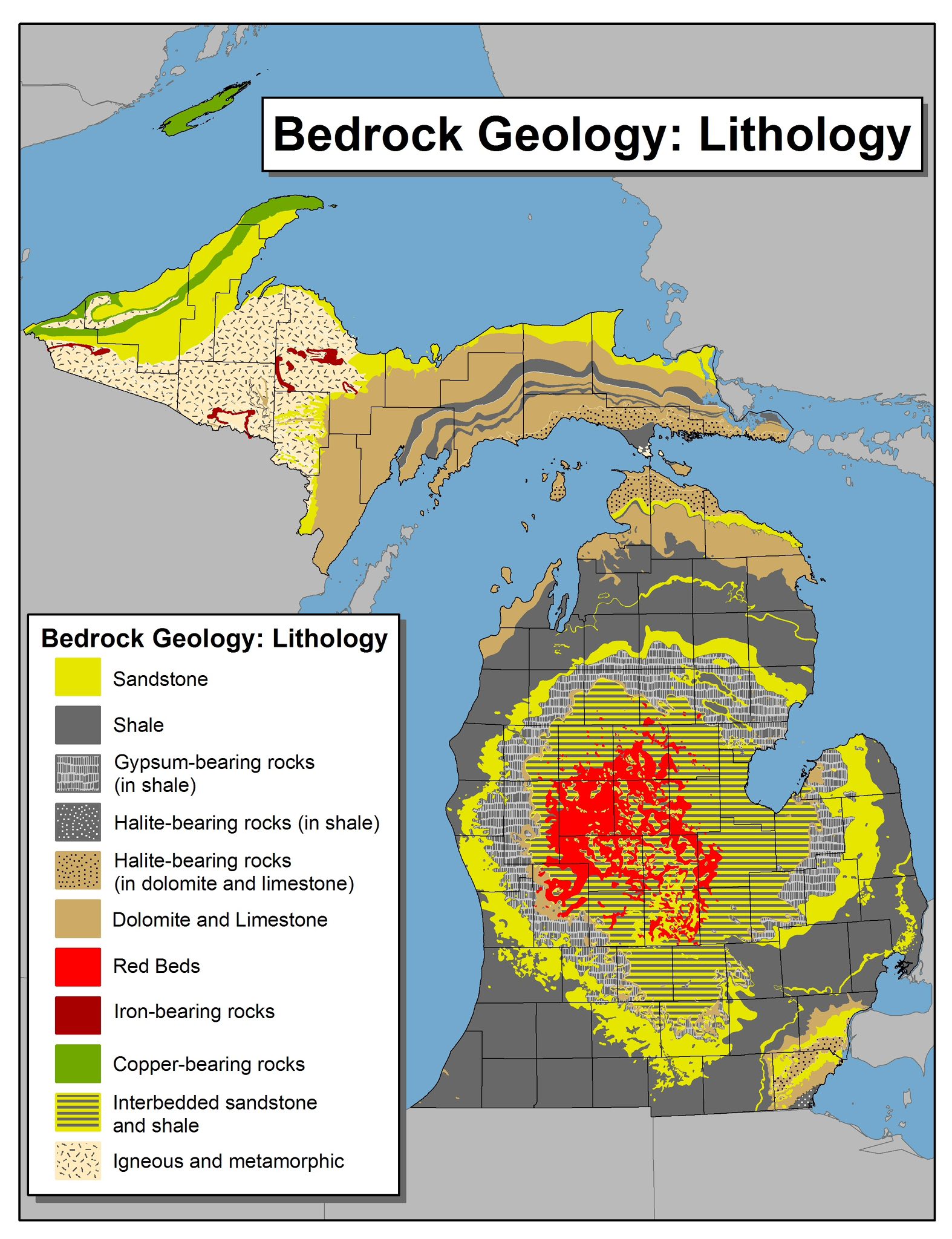 Brian - This map shows the bedrock beneath Michigan, and the circular ...