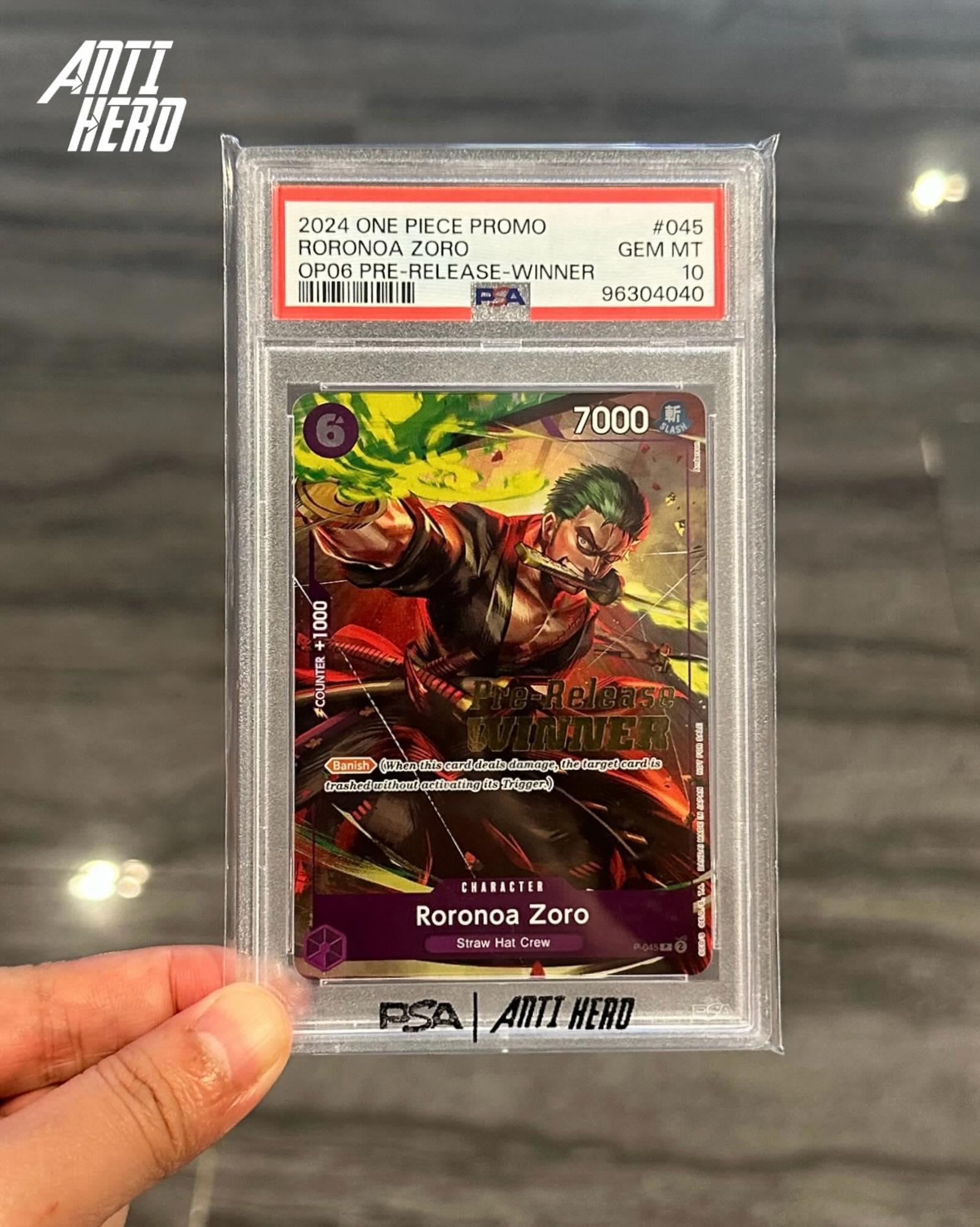 Roronoa Zoro (OP-06 Pre-Release Tournament) [Winner] PSA 10 One 
