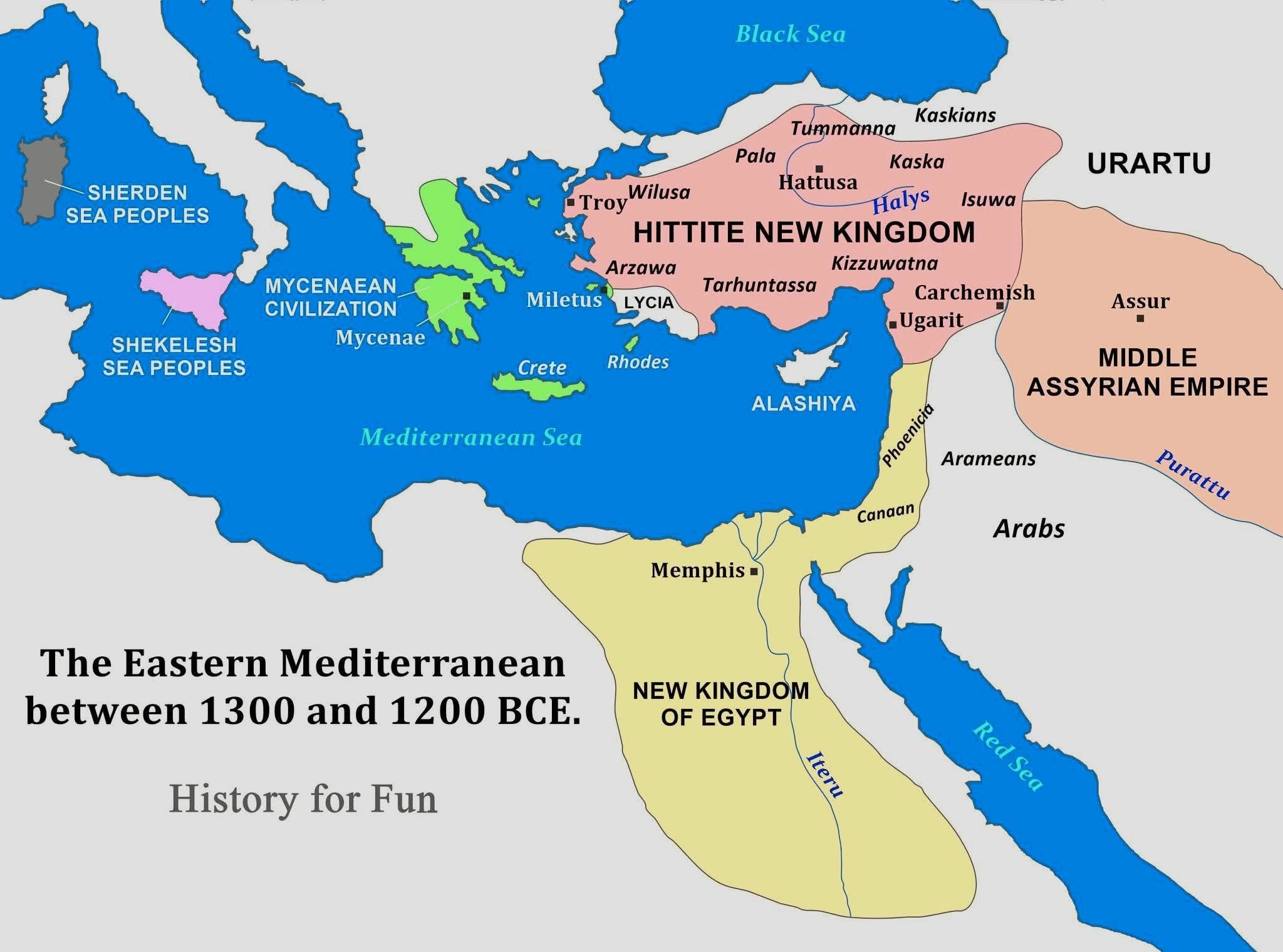 El - Grandes estados del Mediterráneo entre el 1200 a.C. y 1300 a.C ...