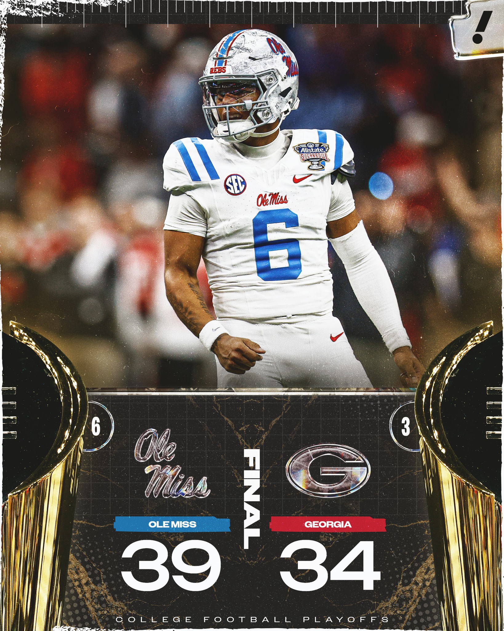 Yahoo - OLE MISS OUTSCORES GEORGIA 27-13 IN THE SECOND HALF TO BOOK A ...