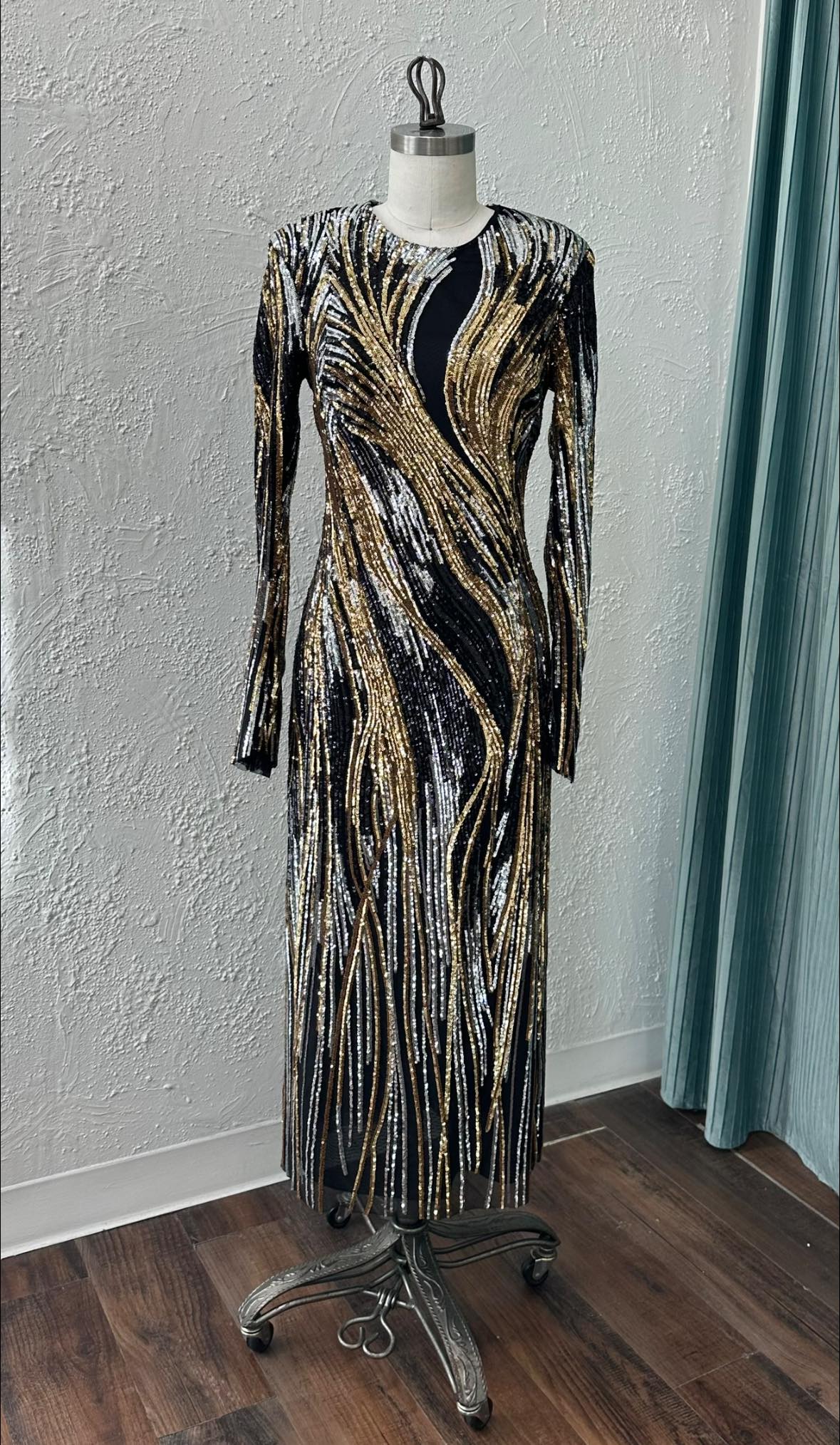 black silver and gold sequin dress Sparkly for a Special event! sequins on stretchy mesh fabric. To order your custom dress please DM for details Straps & Sleeves_Cap Sleeve