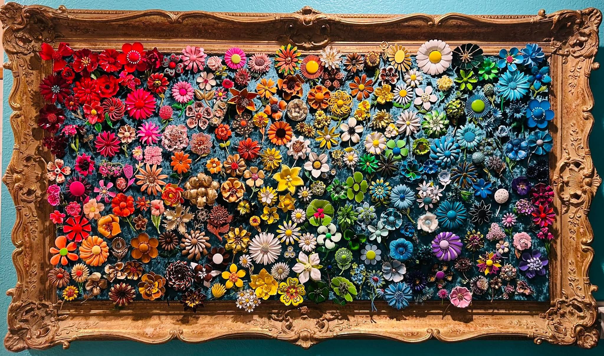 Awesome - Vintage Enamel Flower Brooch Collection🌺 in 5ft x 3ft Frame ...