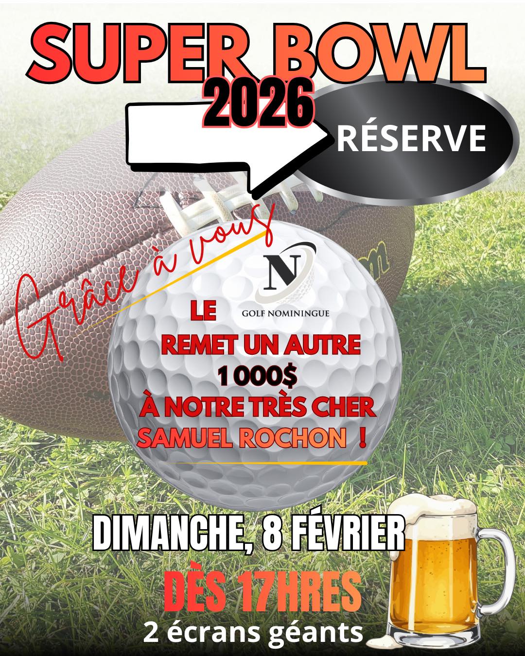 😱🏈 Suite à notre magnifique soirée du... - Golf de Nominingue | Facebook