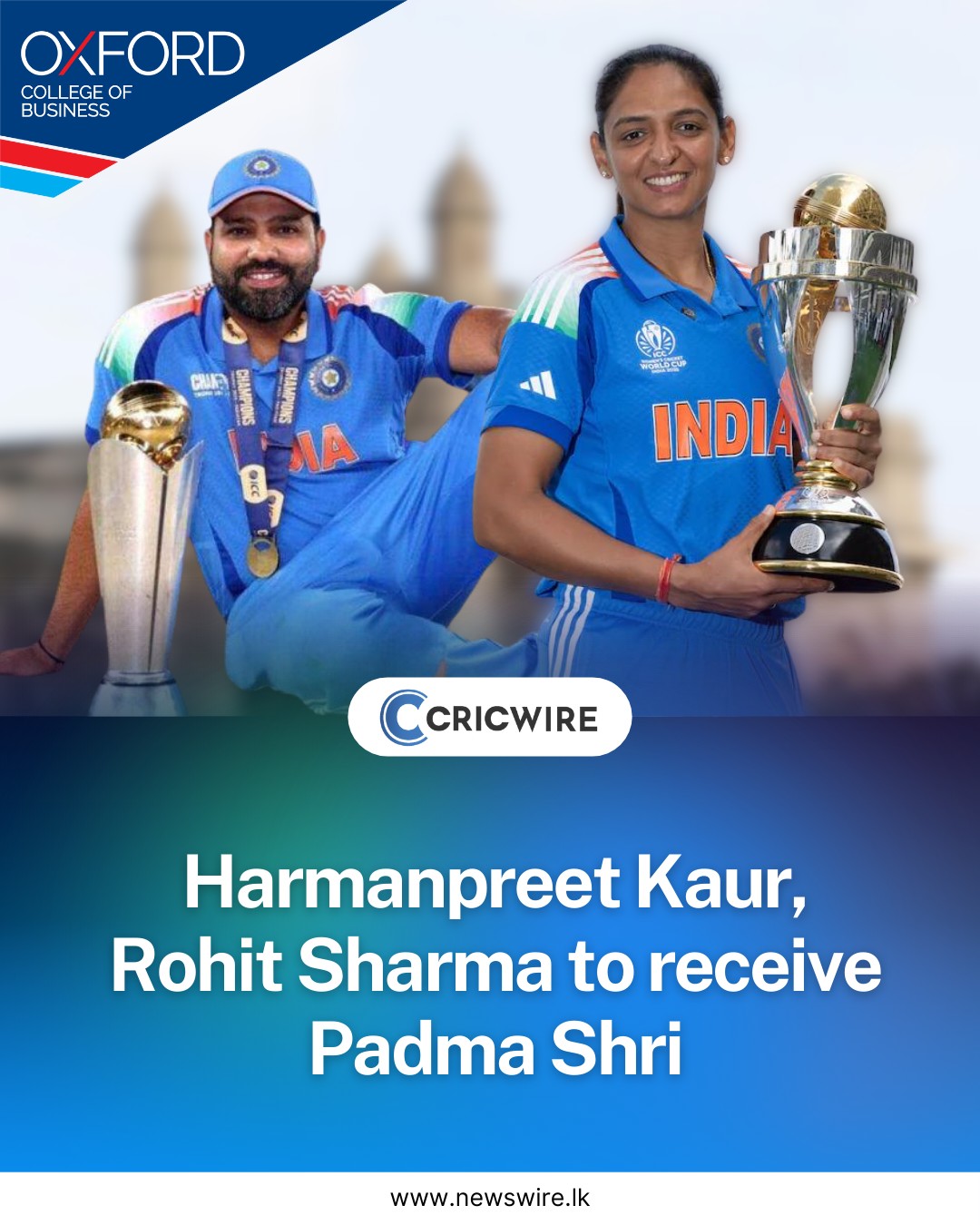 Newswire - World Cup–winning captains Harmanpreet Kaur and Rohit Sharma ...