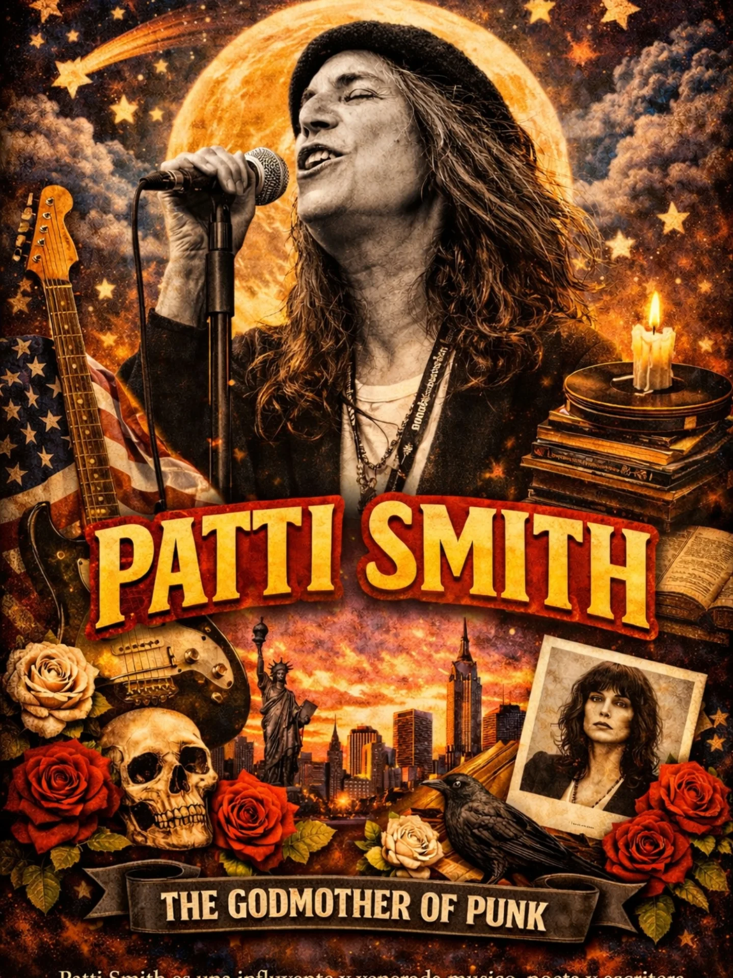 T-shirt Uomo Patti Smith – Ispirazione Punk, Poesia, Stampa Rossa, Cotone, Made In UK - Foto 3