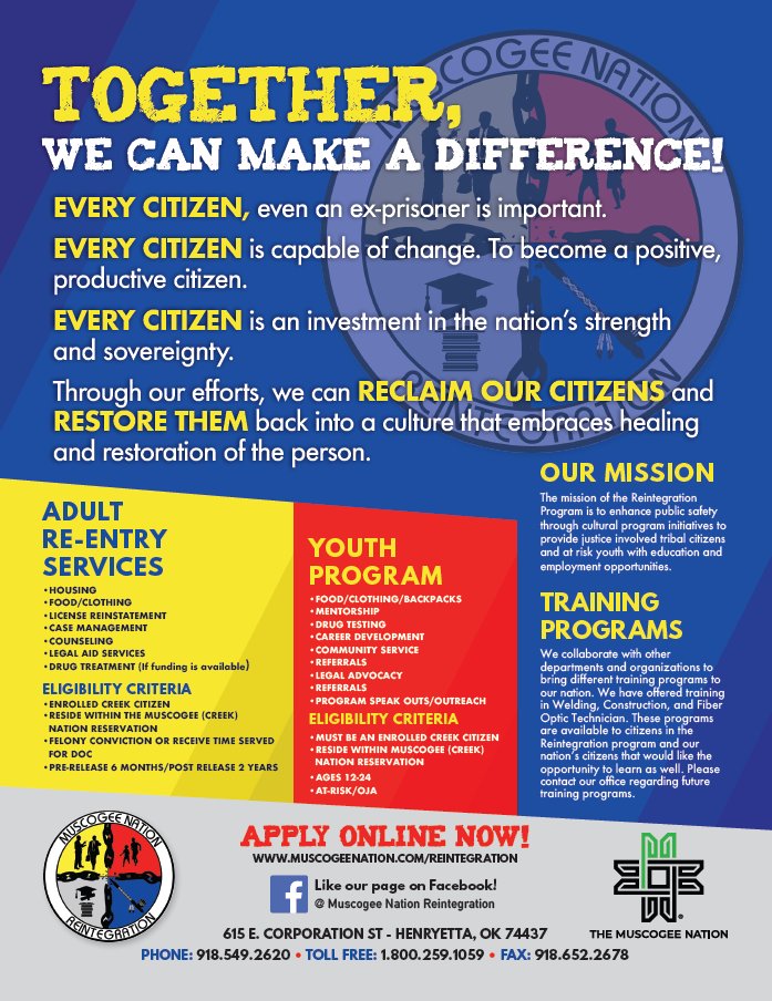 Muscogee - The Muscogee Nation Reintegration Program is designed to ...