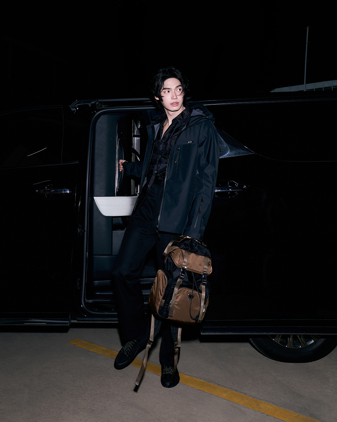 Prada Ambassador #WinMetawin is off to Milan in a full Prada look