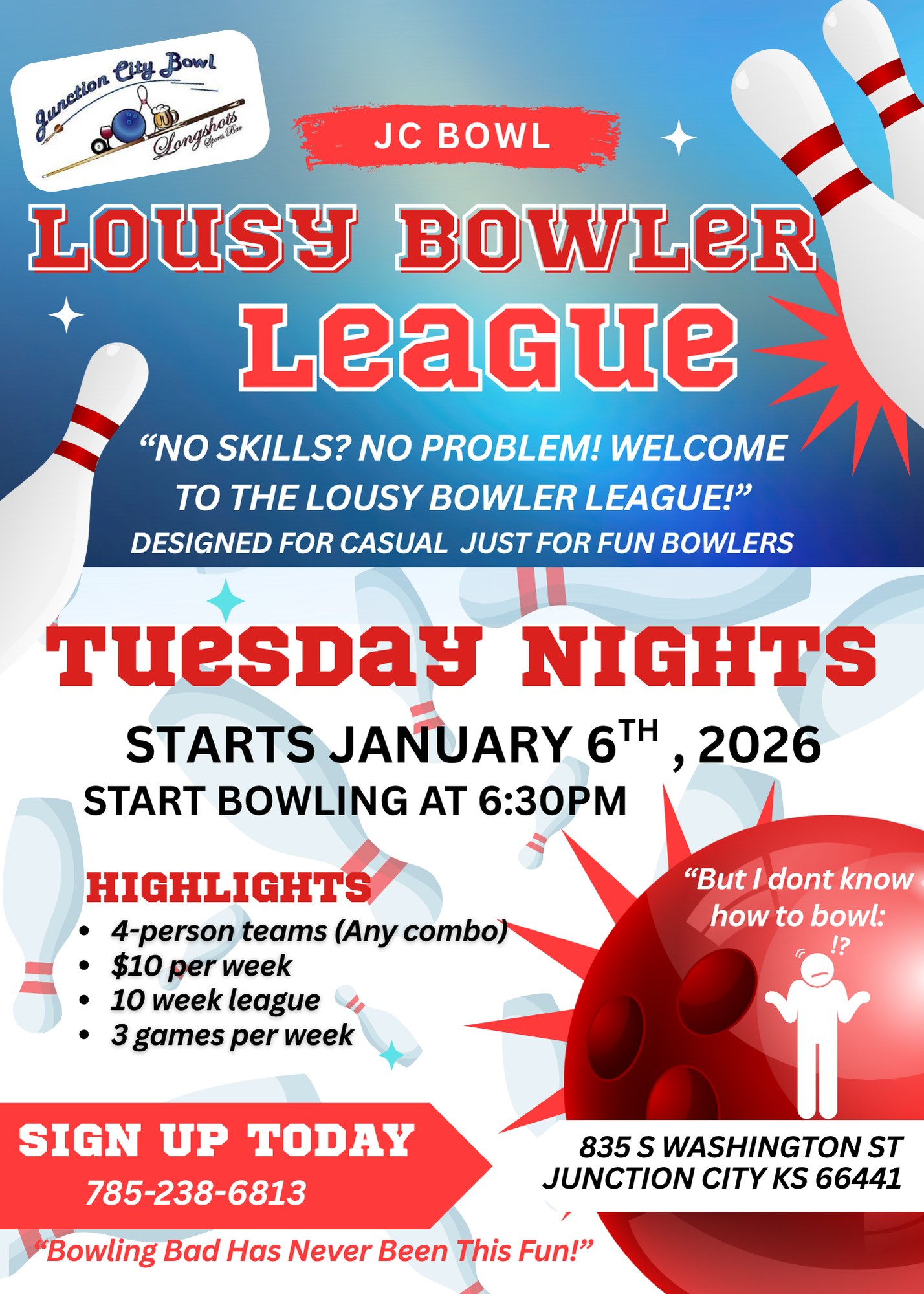 🎳 Lousy Bowlers League Reminder 🎳... - Junction City Bowl | Facebook