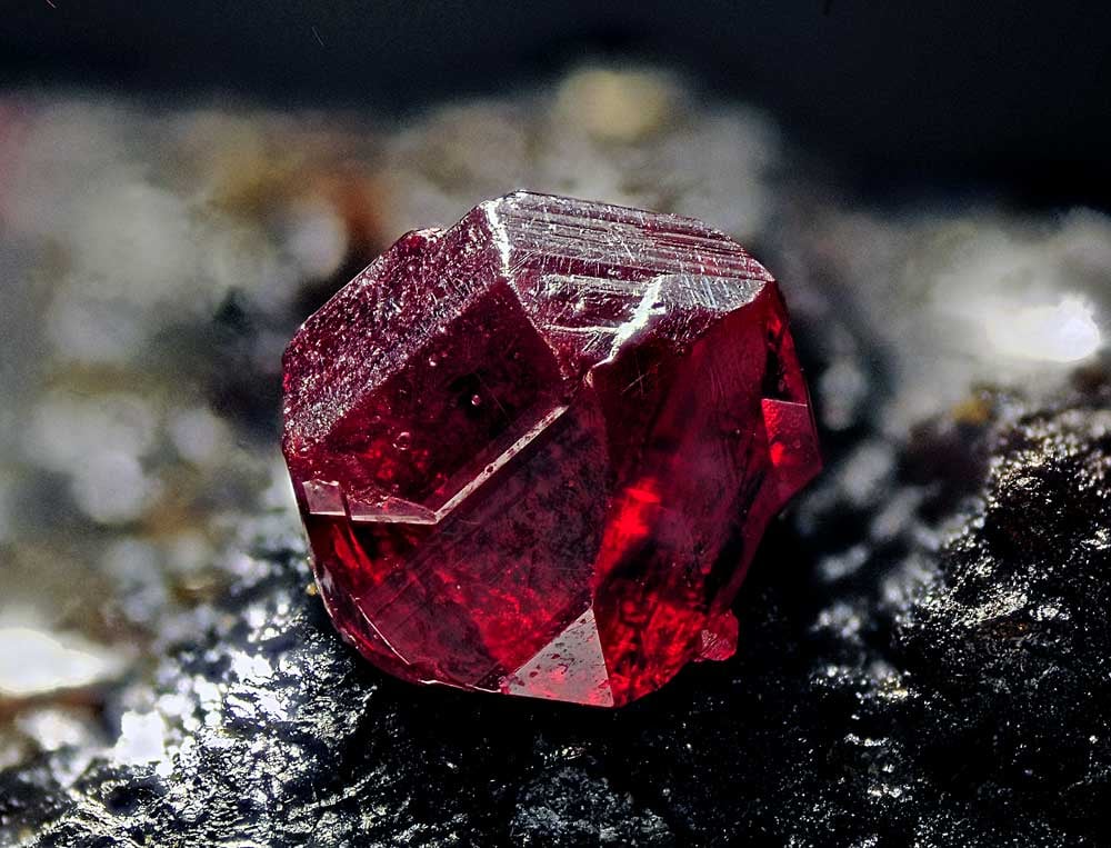 Native mercury and cinnabar on matrix from Almaden, Spain