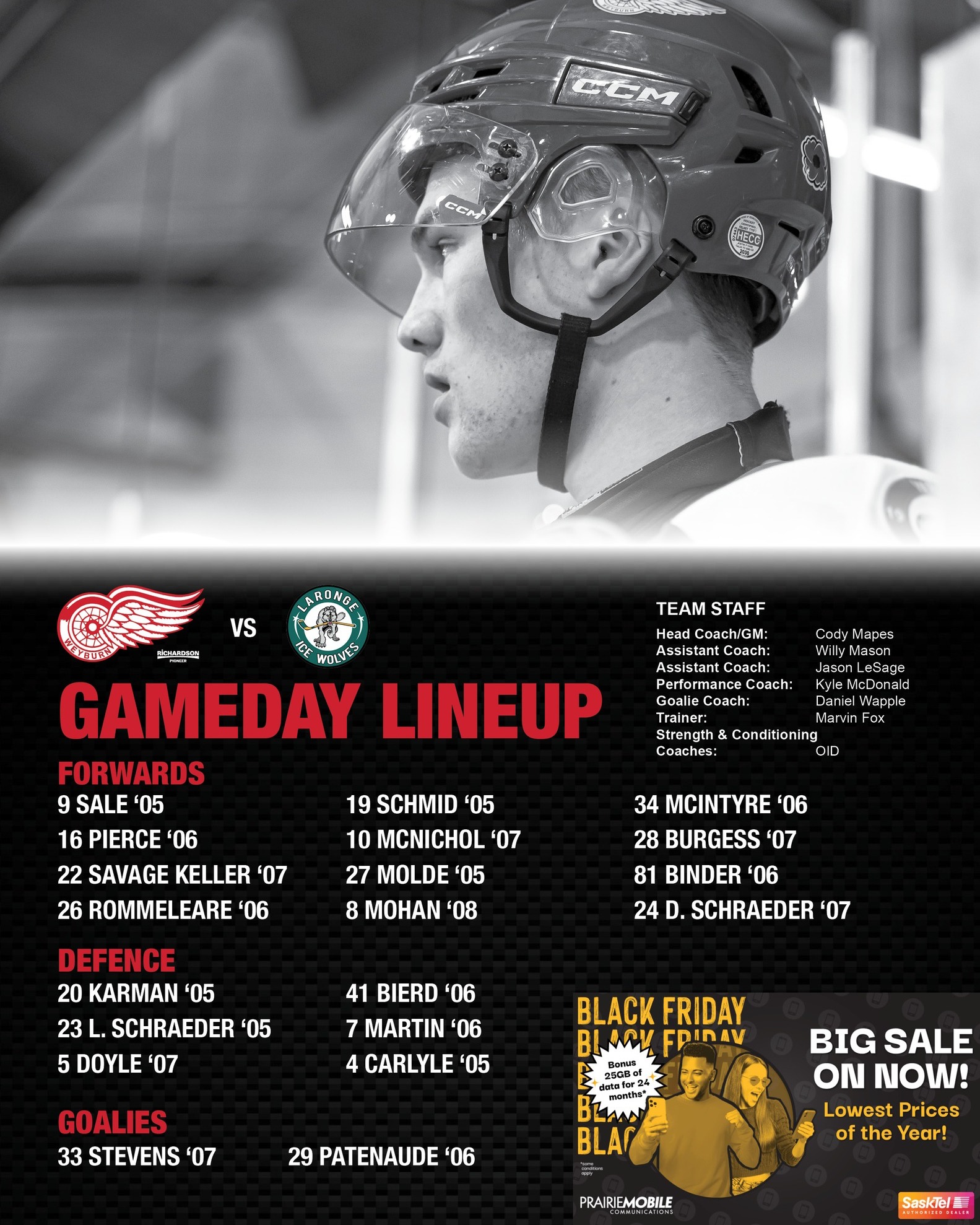 Weyburn - 🏒 Tonight's Game Day Lineup brought to you by Prairie Mobile ...