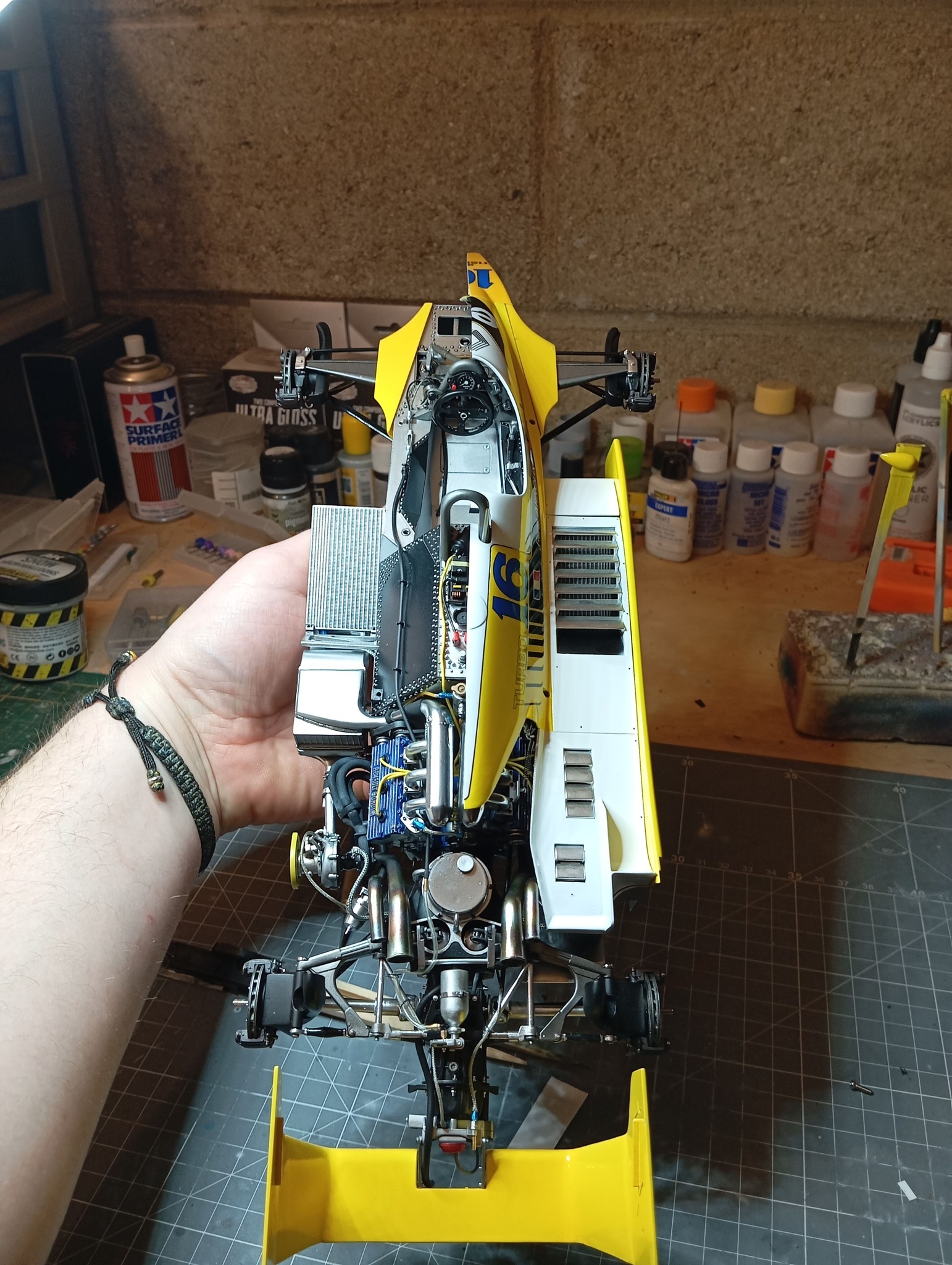 Tamiya 1/12 Renault RE20 turbo model build nearing completion