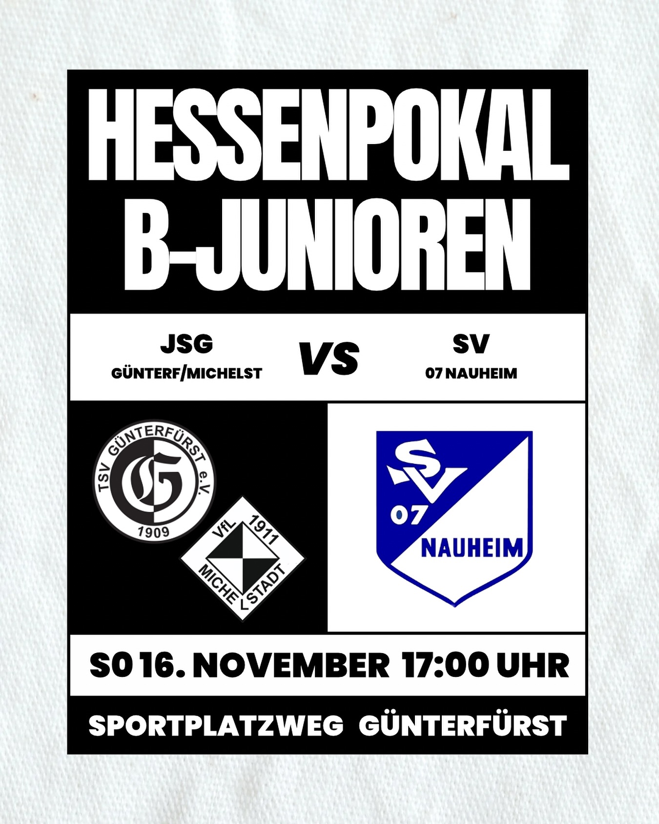 TSV - 𝗛𝗘𝗦𝗦𝗘𝗡𝗣𝗢𝗞𝗔𝗟 𝗕-𝗝𝗨𝗡𝗜𝗢𝗥𝗘𝗡 🗓️ Sonntag, 16.11. um 17:00 Uhr 🆚 SV 07 ...
